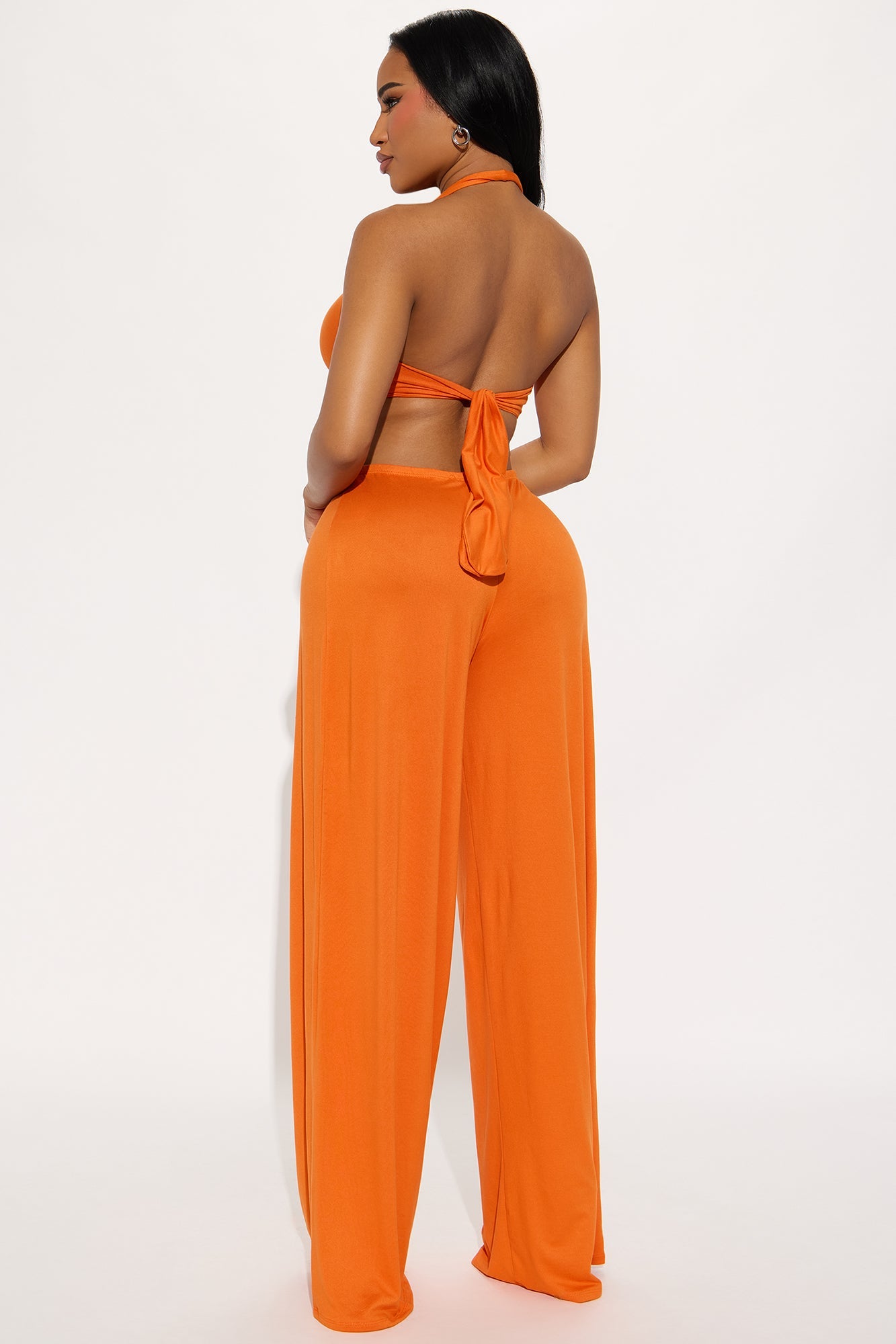 Lala Cotton Halter Jumpsuit - Orange