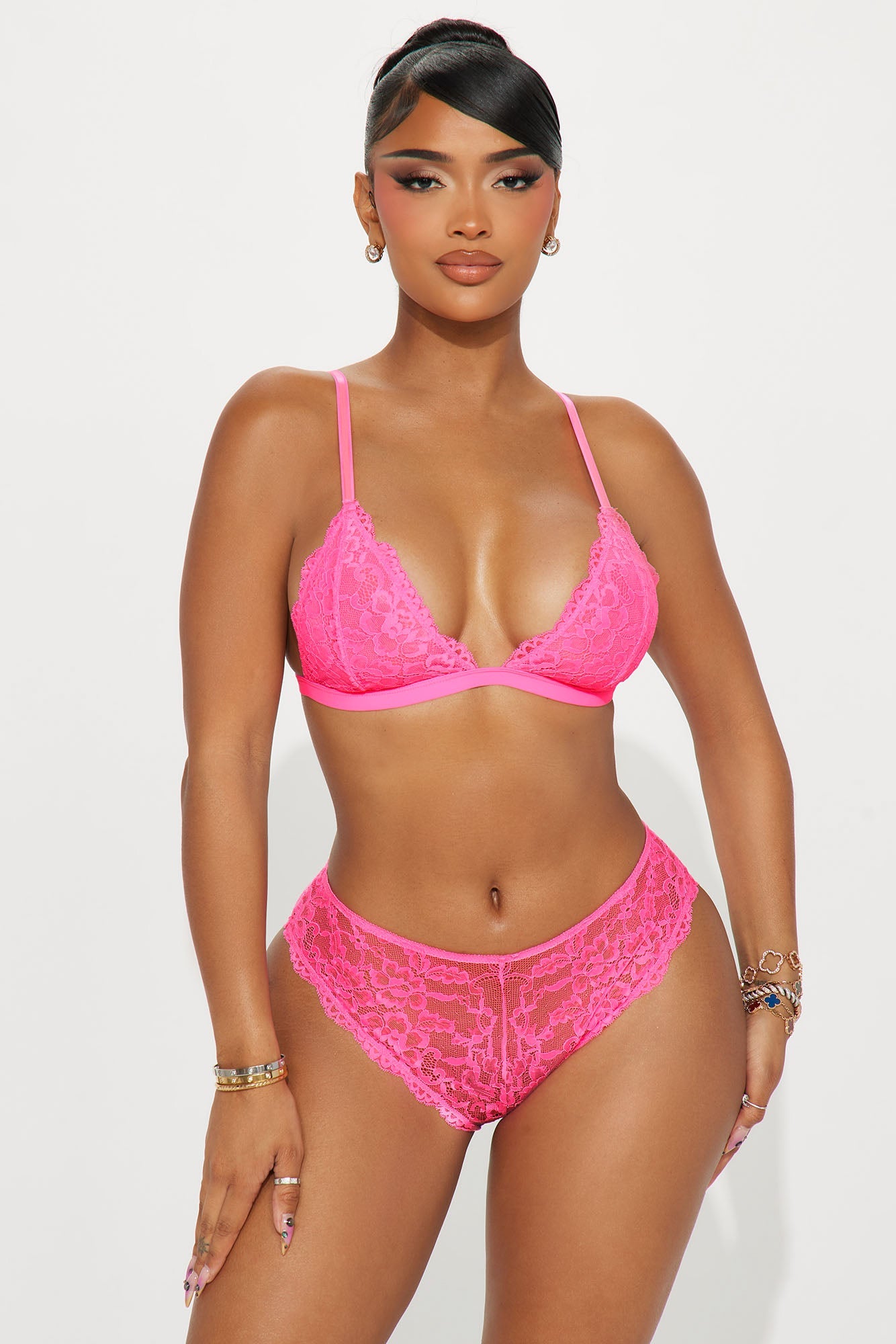Nova Lace Cheeky Panty - Hot Pink