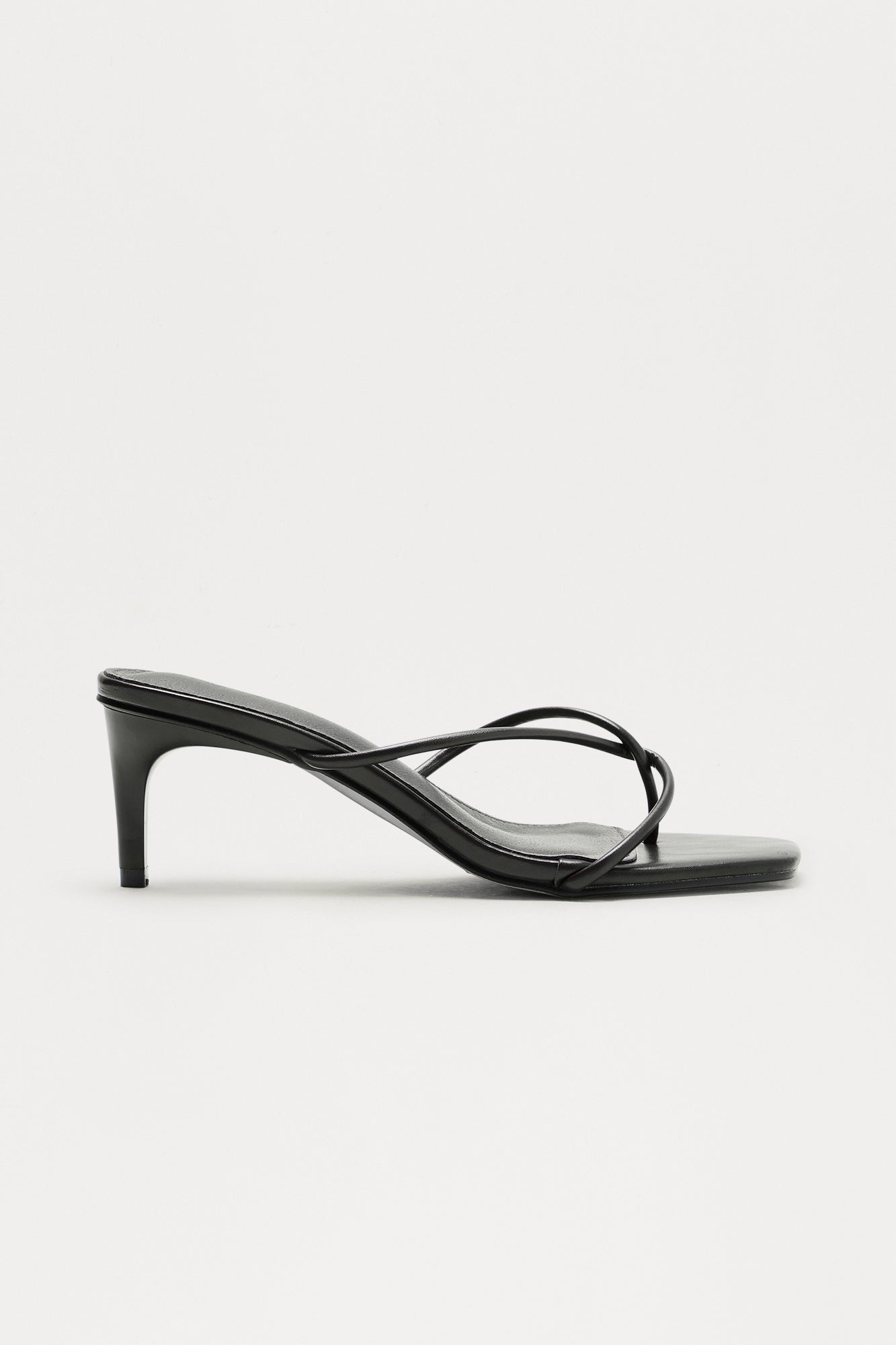 Berry Faux Leather Thong Mules - Black