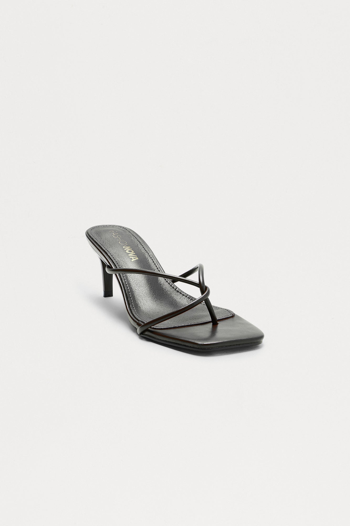 Berry Faux Leather Thong Mules - Black