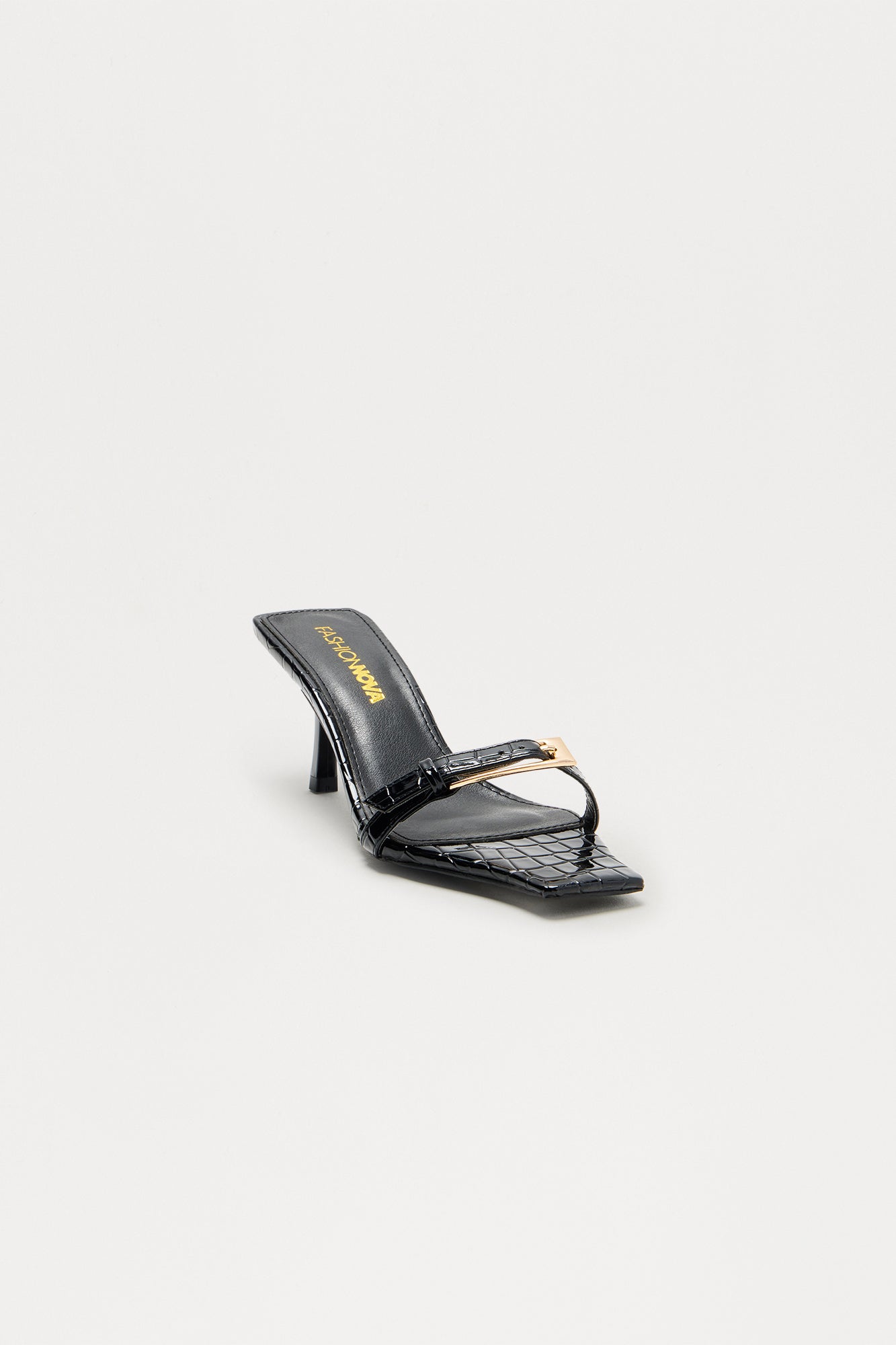 Baseline Faux Patent Croc Mules - Black