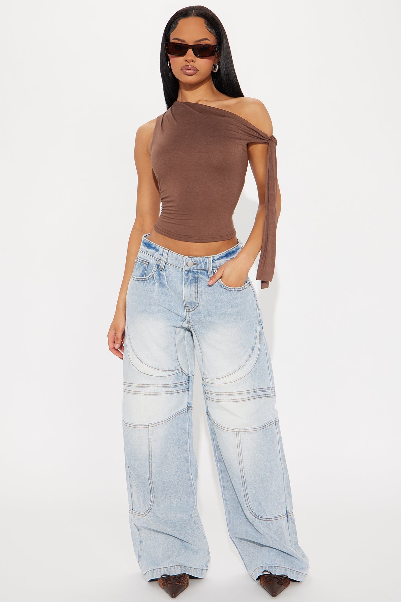 Worth My Time Seaming Wide Leg Jeans - Light Wash