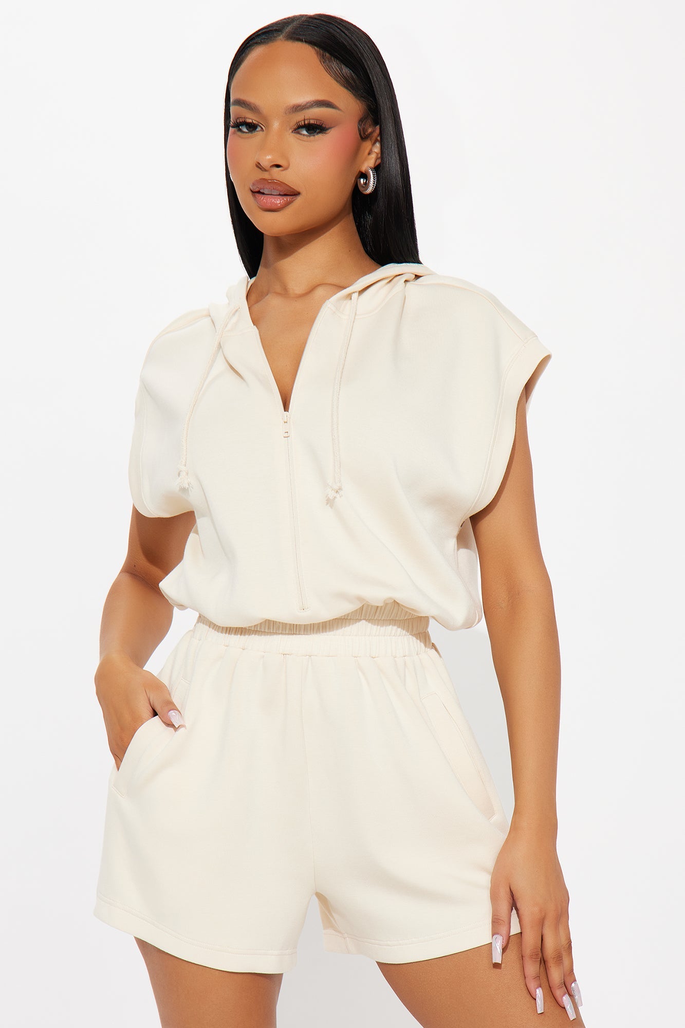 Running Errands Short Sleeve Romper - Cream