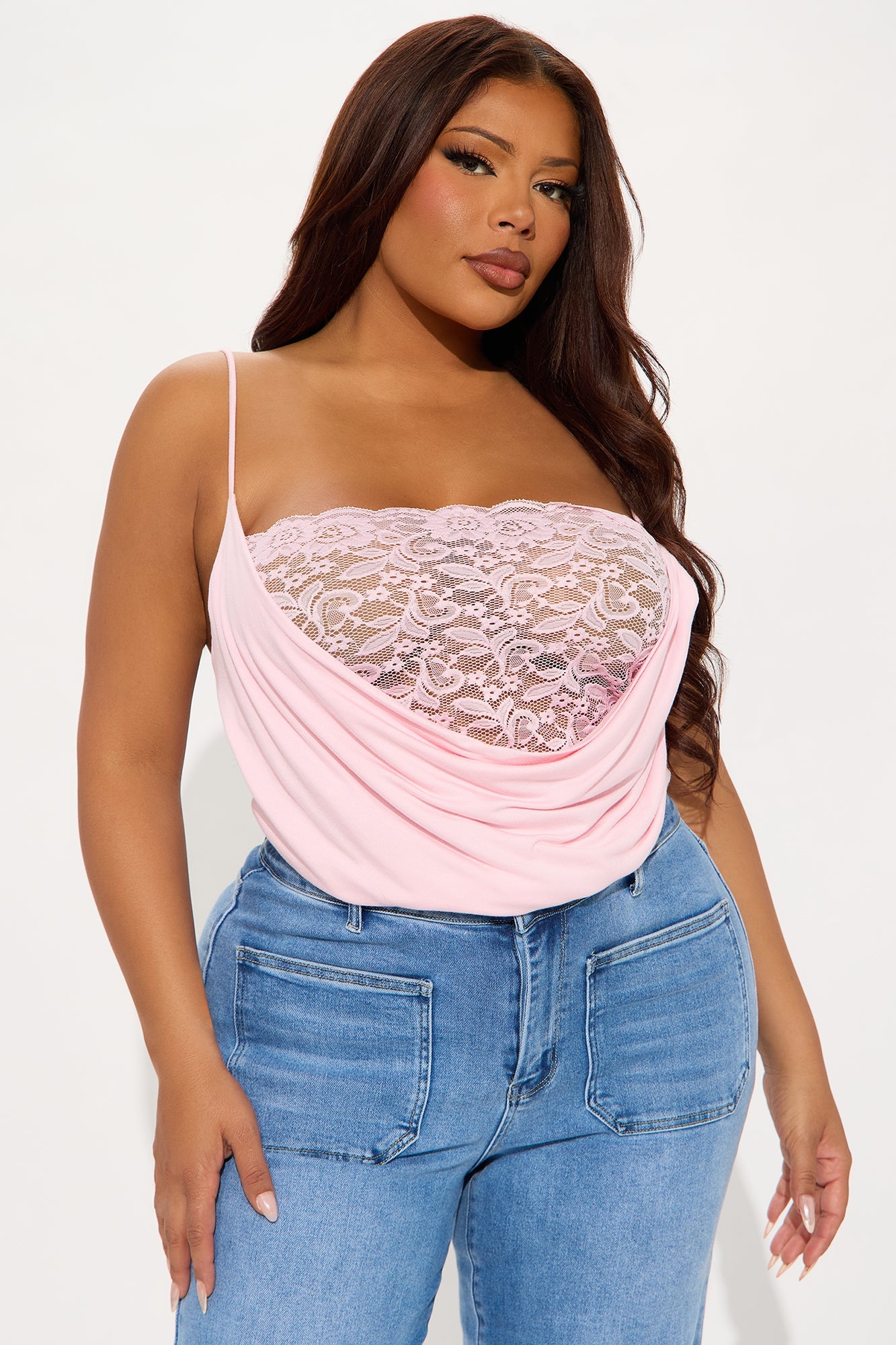 Flirty Feels Lace Detail Bodysuit - Blush
