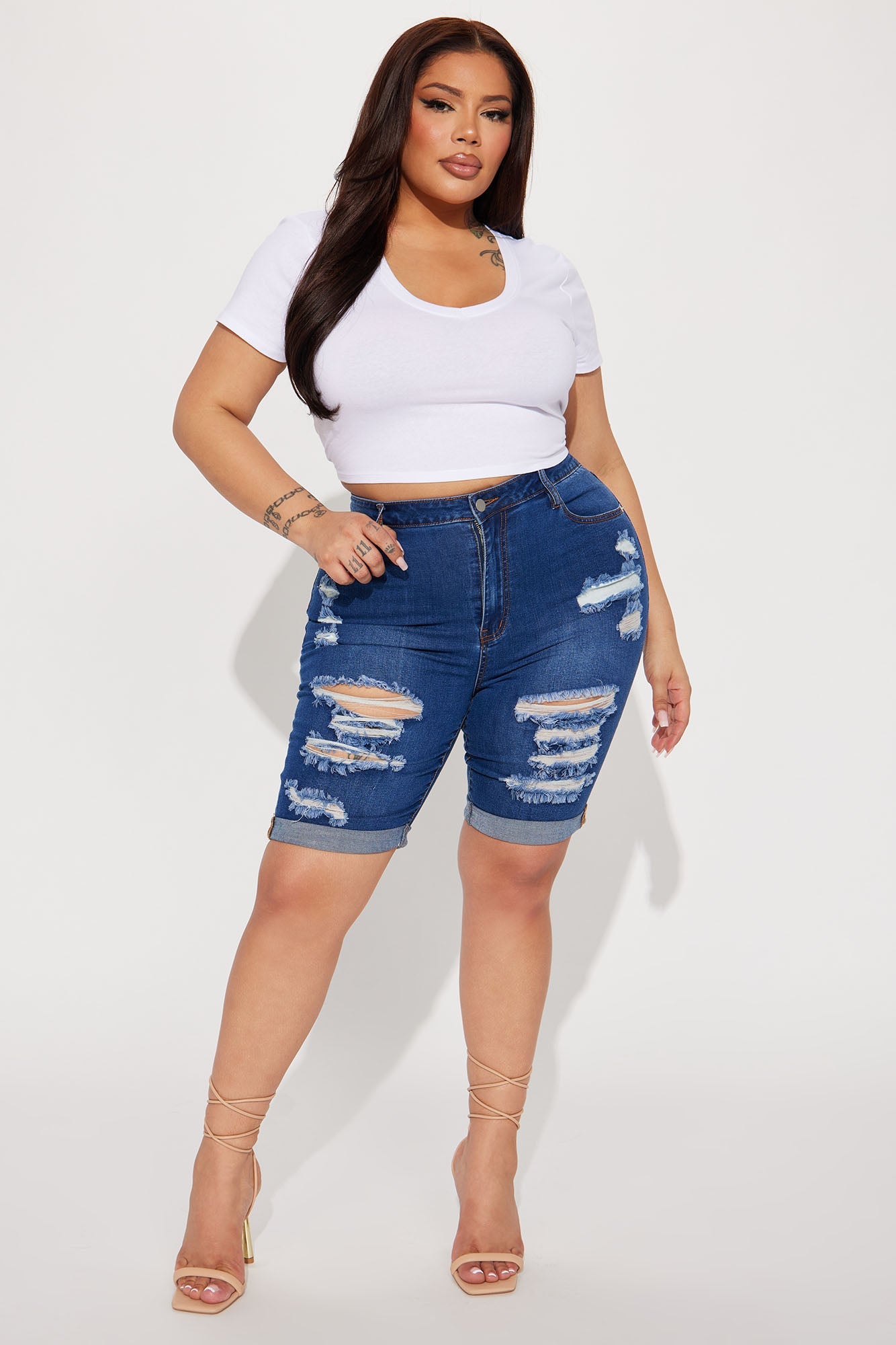 Acting Nice Stretch Denim Bermuda Shorts - Dark Wash