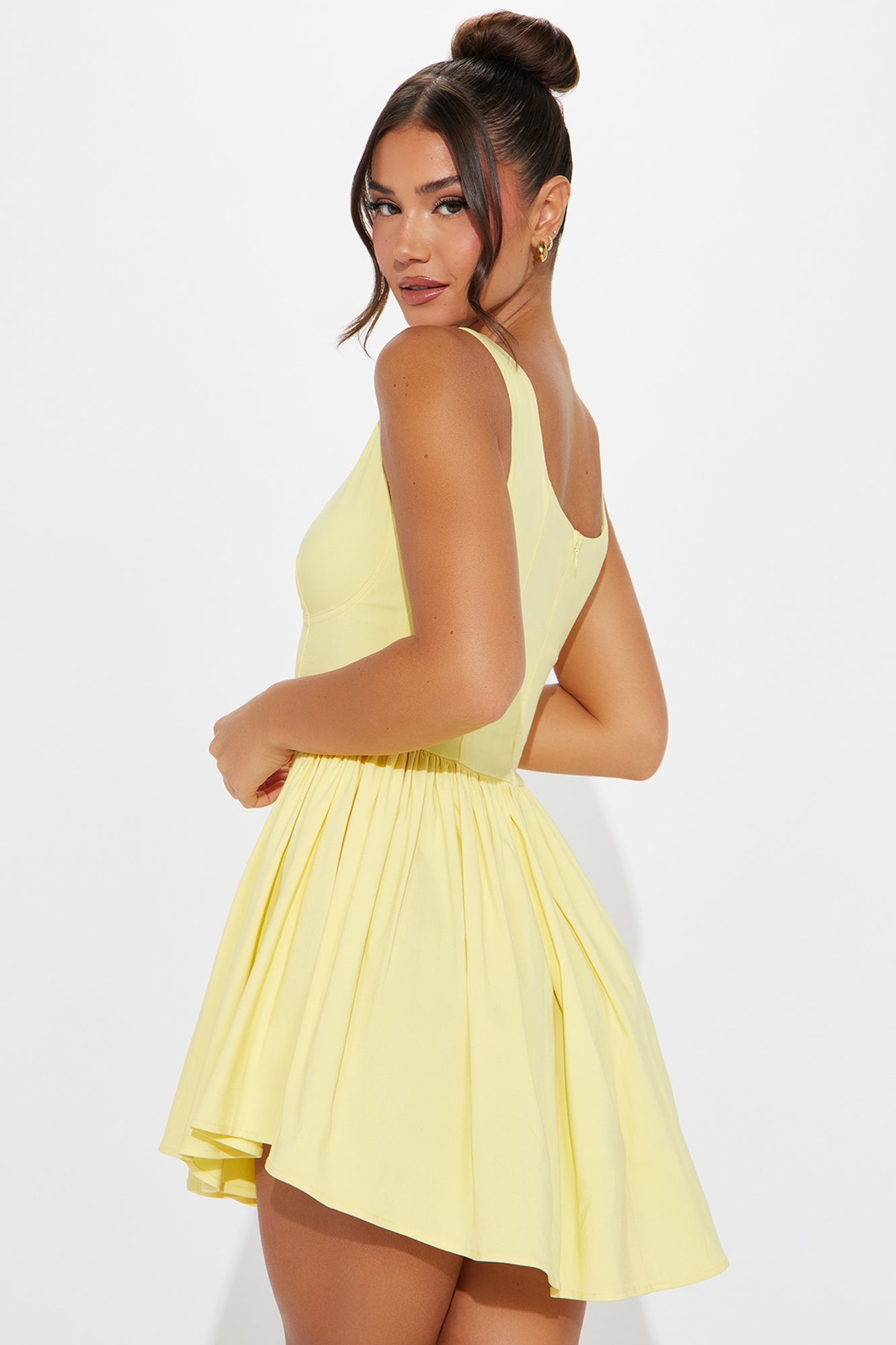 Valentine Twill Mini Dress - Yellow