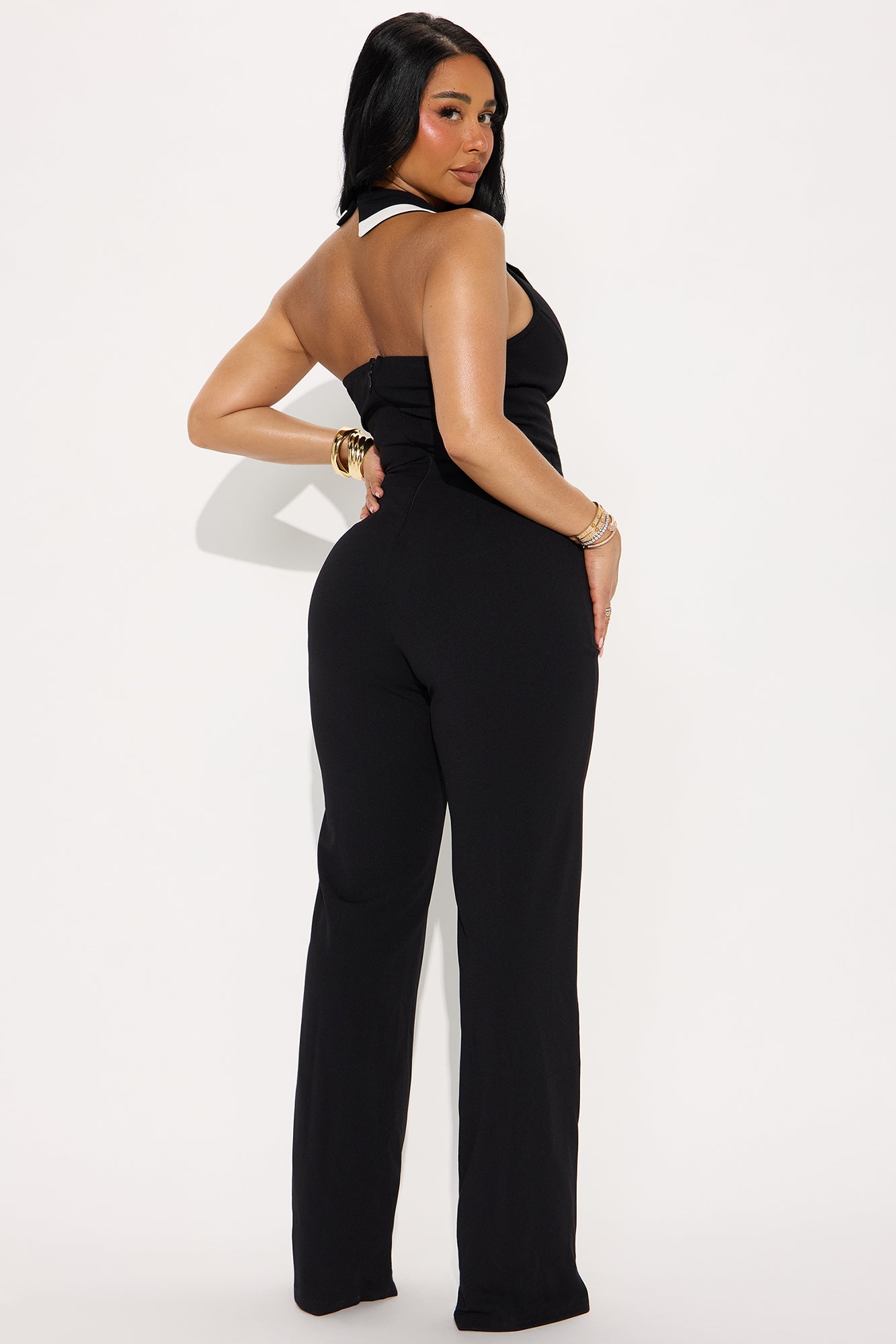 Imari Halter Jumpsuit - Black/White