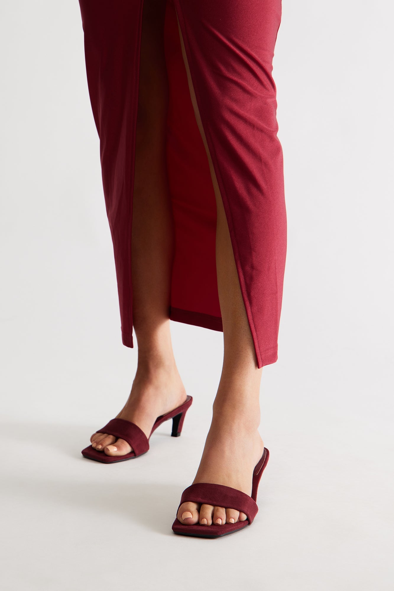 Fever Faux Suede Thong Mules - Red