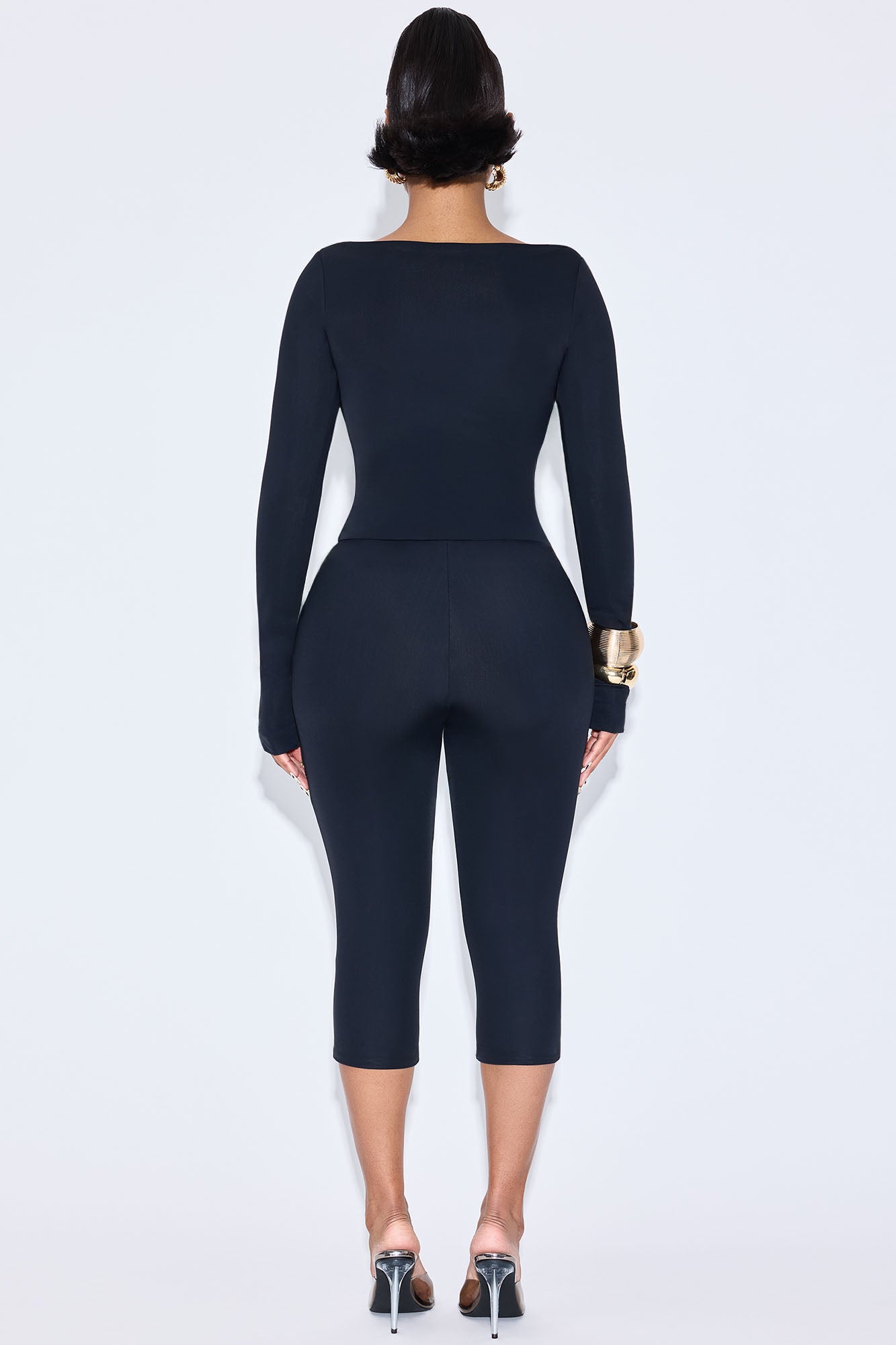 Darcie Double Lined Capri Pant Set - Black