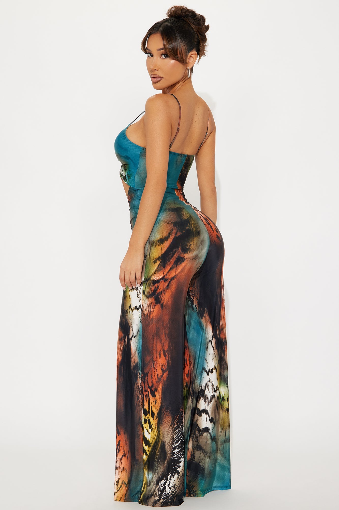 Rhae Cut Out Jumpsuit - Teal/combo