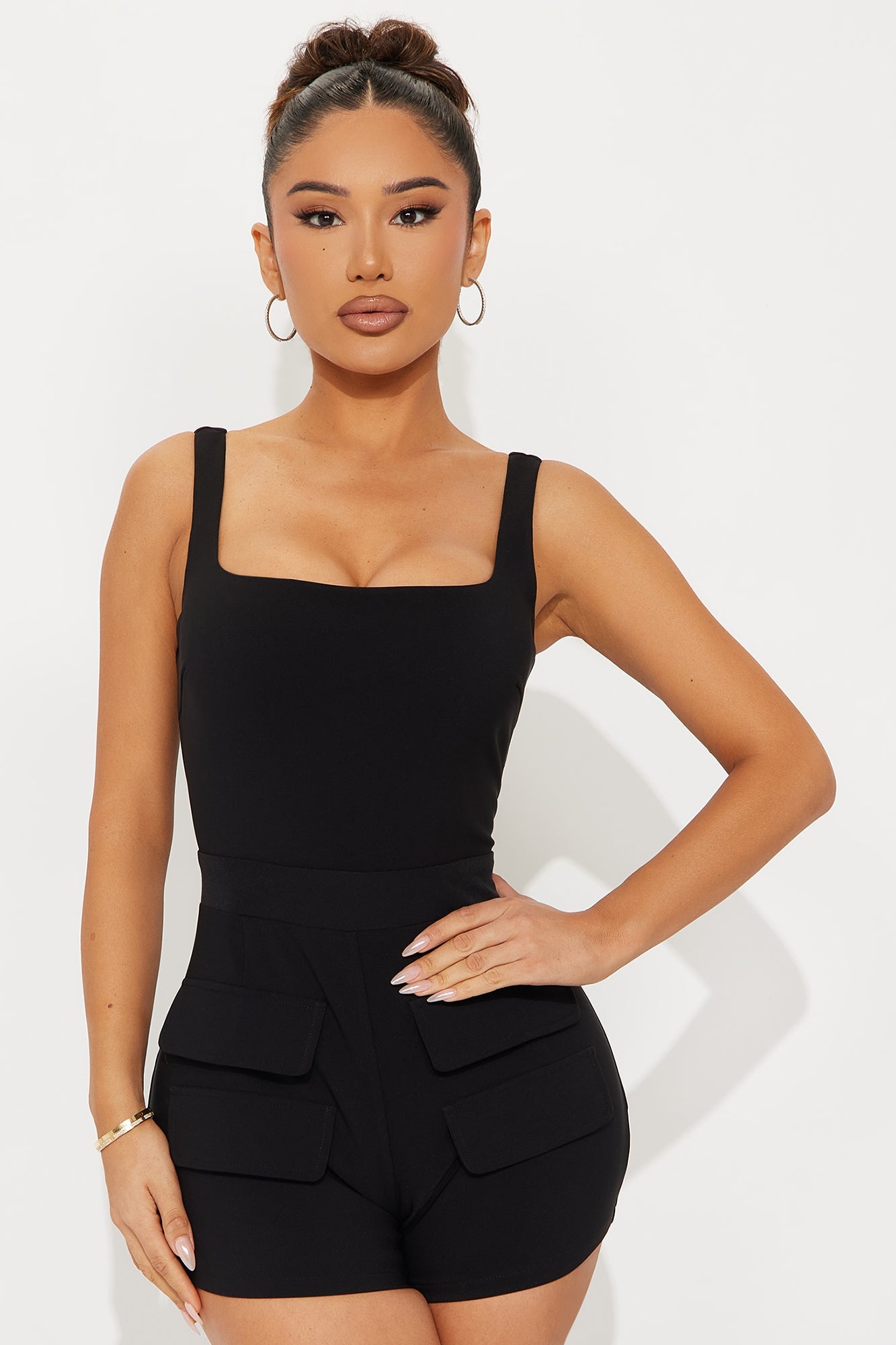 Raven Sleeveless Crepe Romper - Black