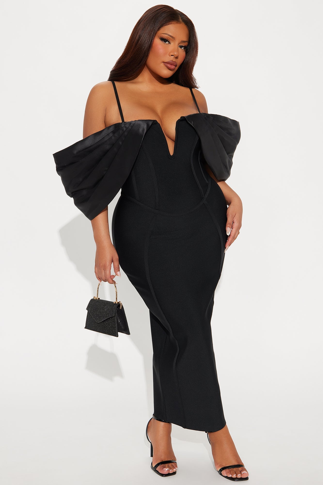 Queen Status Bandage Midi Dress - Black