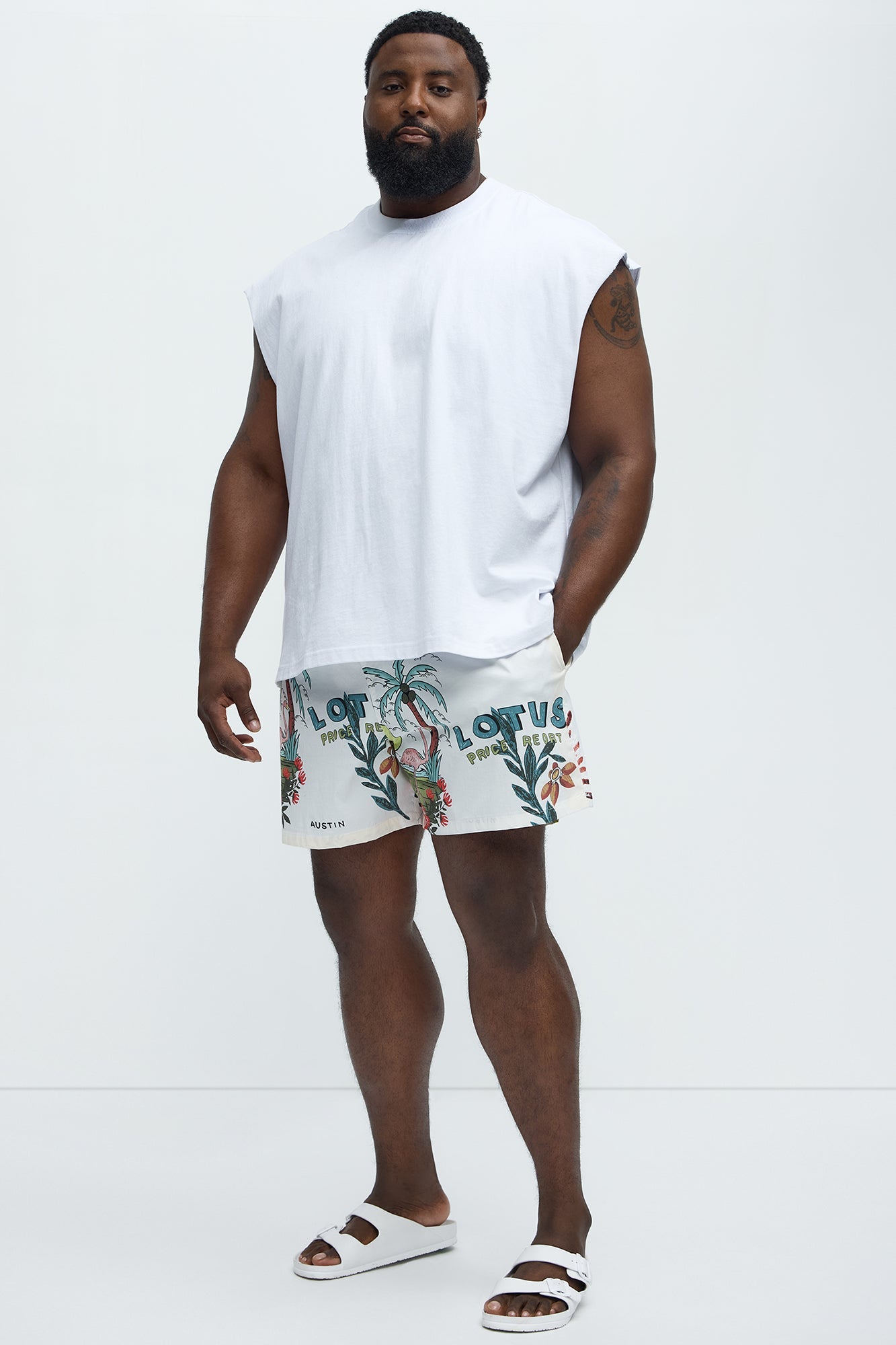 Miami Tropical Swim Trunk - Off White/combo