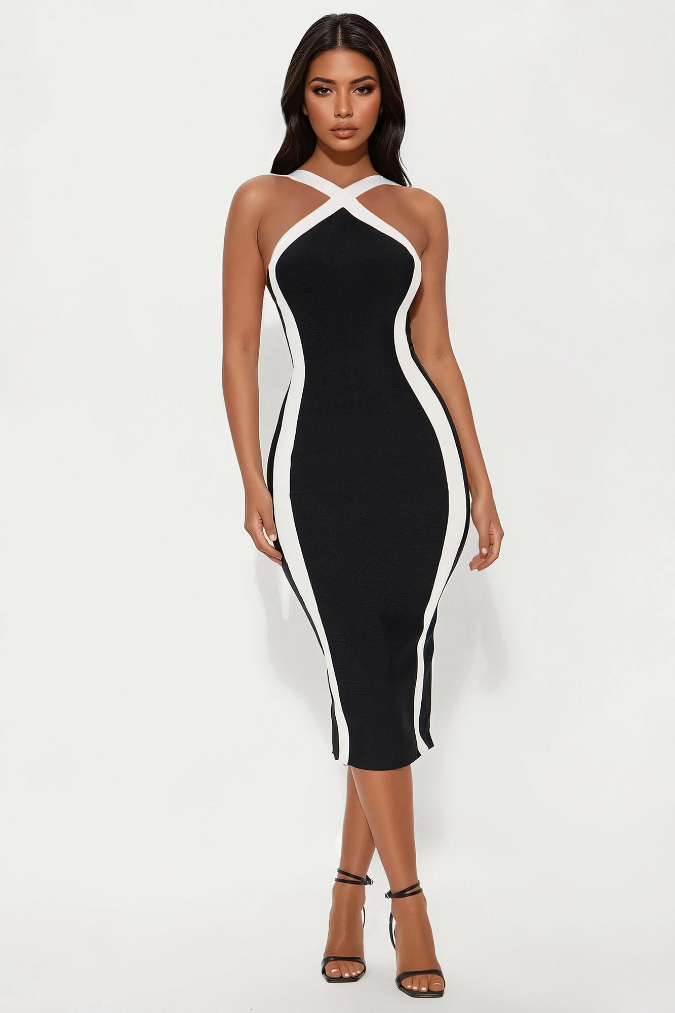 Boss Moves Bandage Midi Dress - Black/White