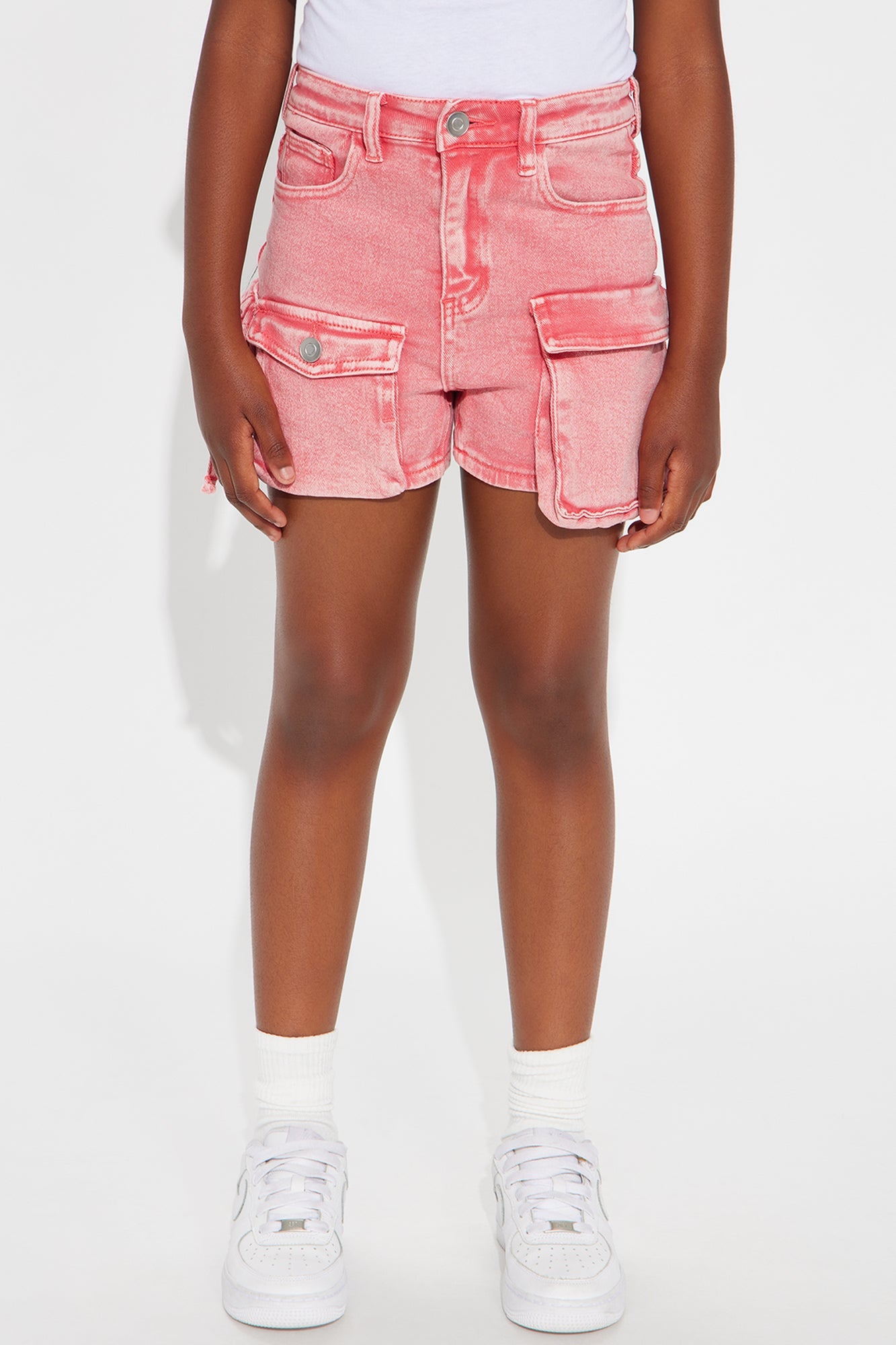 Mini Lily Acid Wash Cargo Short - Pink
