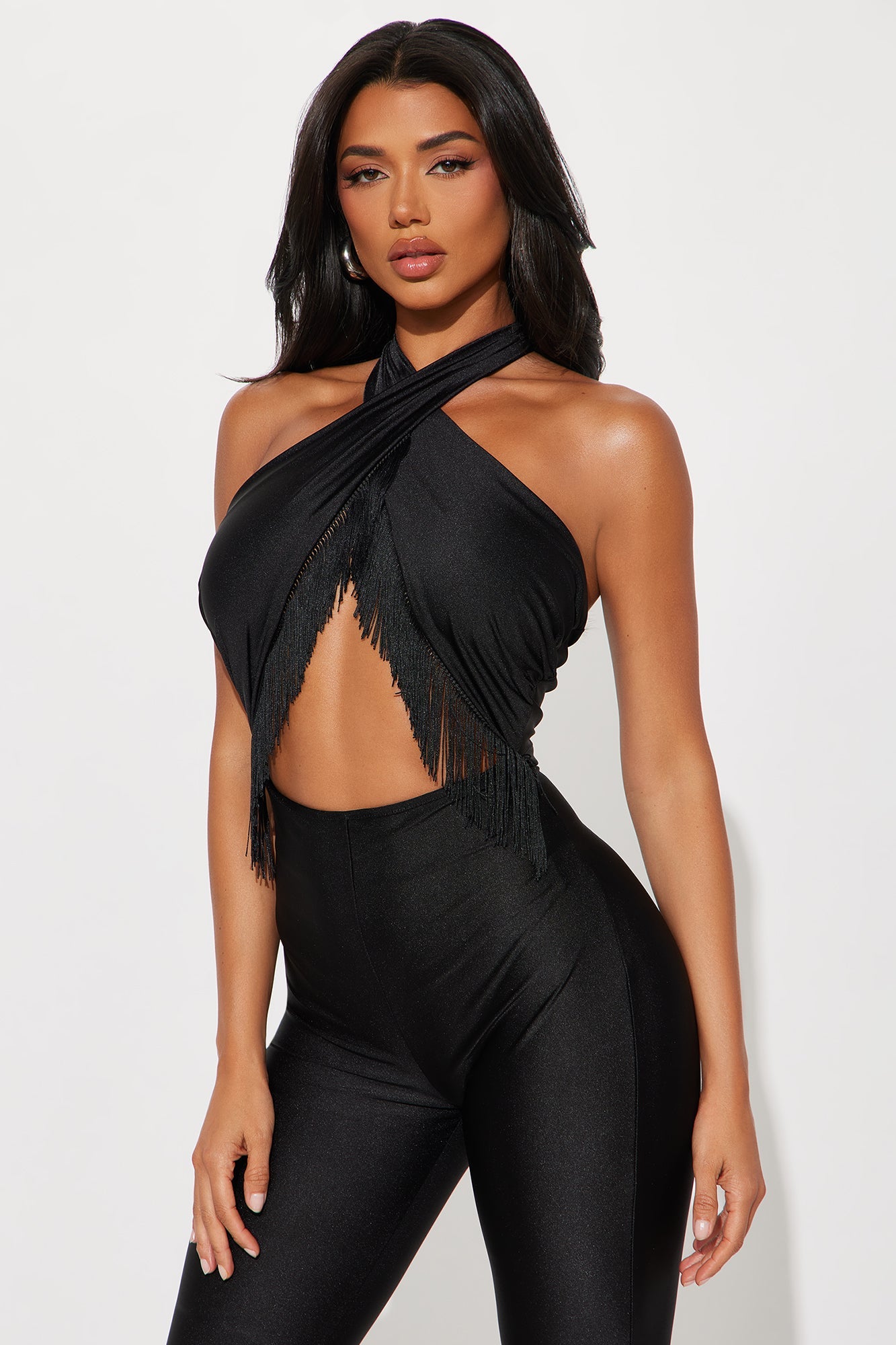 Watch Me Dance Fringe Jumpsuit - Black