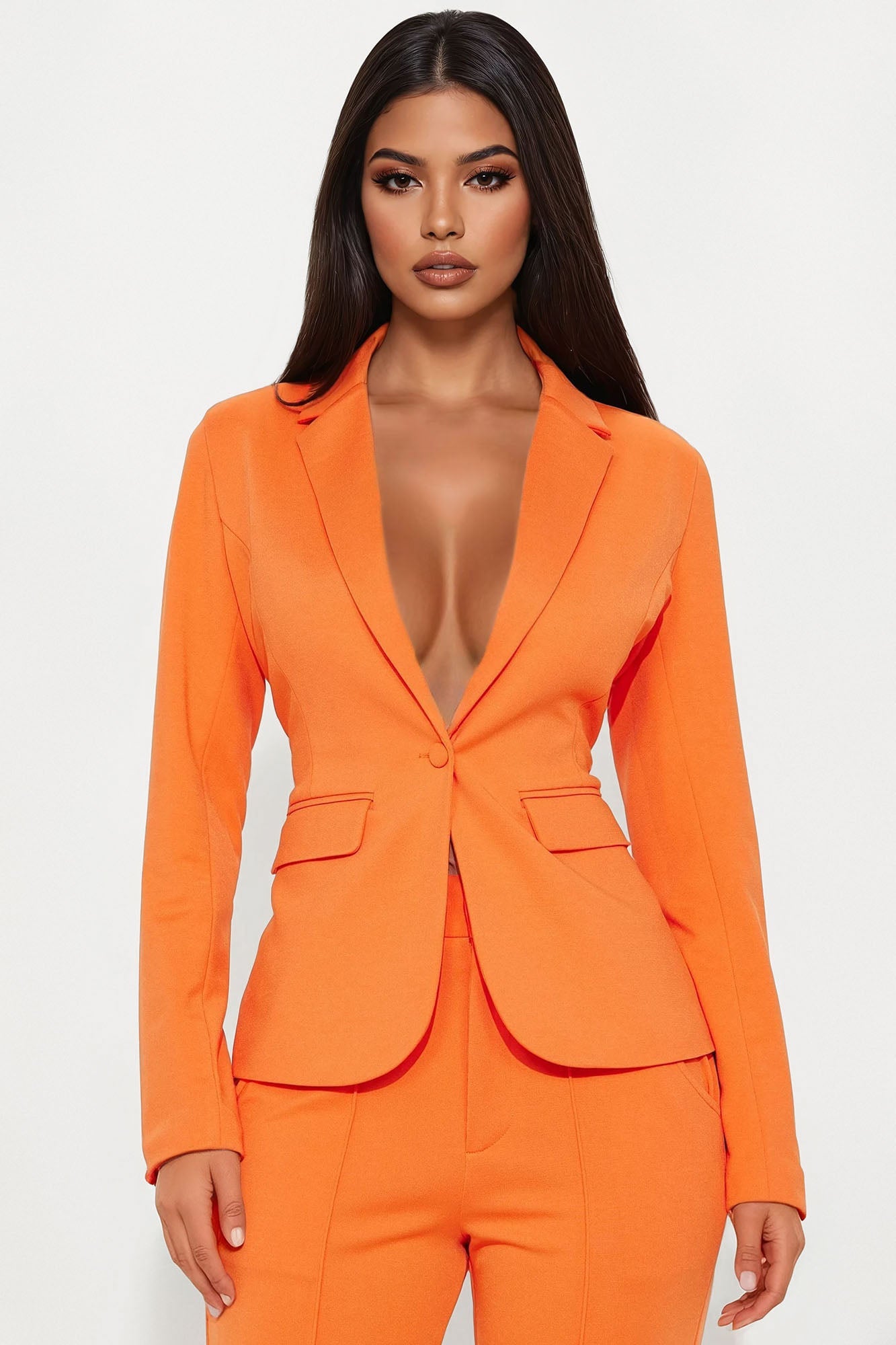 Business Per Usual Blazer Pant Set - Orange