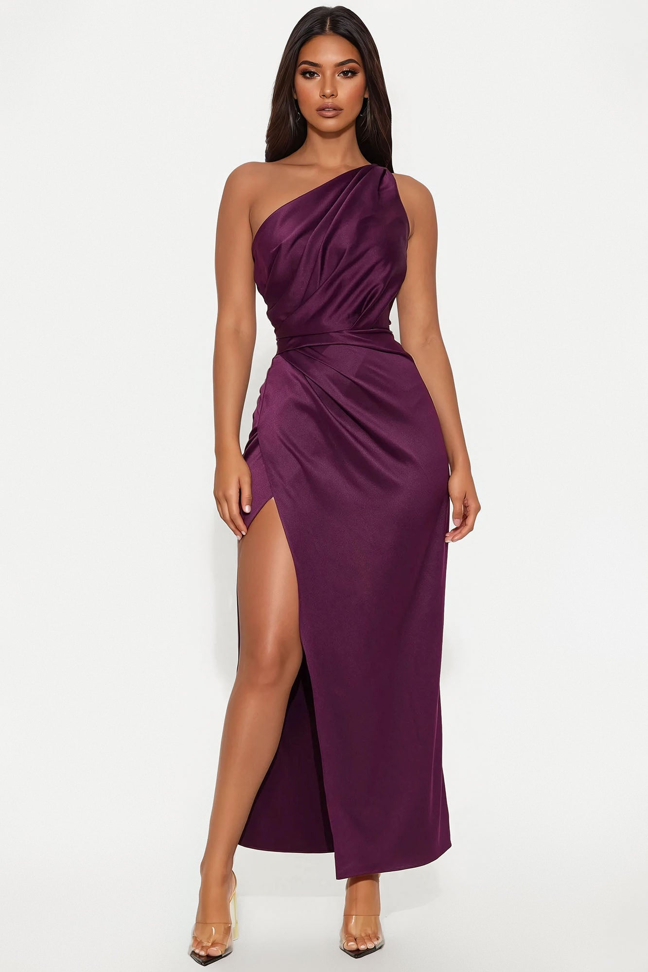 Gracie Satin Maxi Dress - Plum