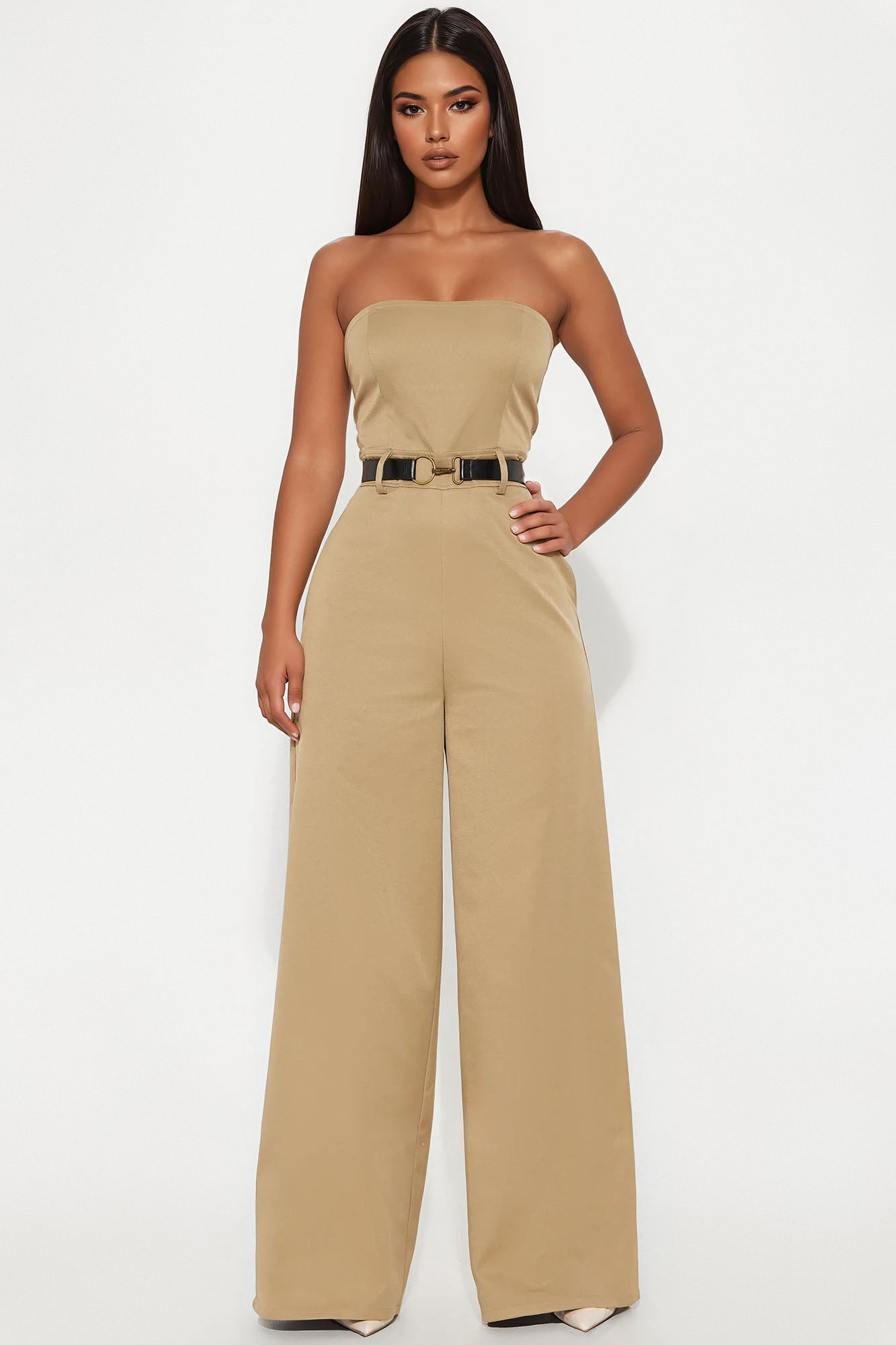 Breanne Belted Jumpsuit - Tan