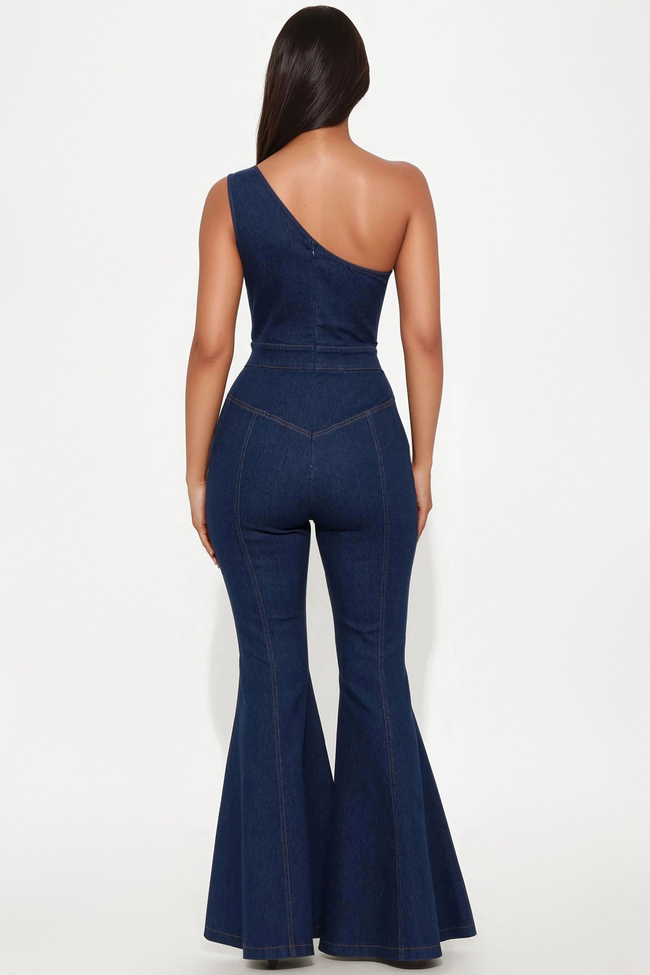 Follow My Lead Denim Flare Jumpsuit - Dark Wash