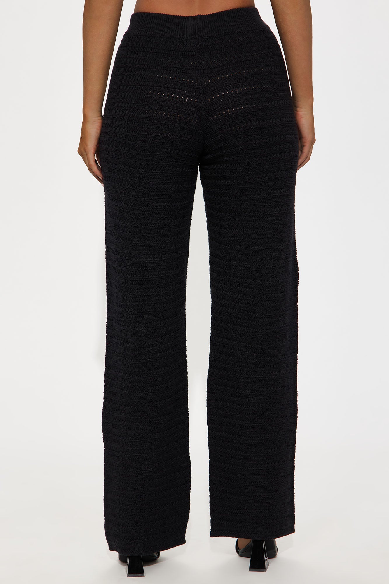 Live In Style Crochet Straight Leg Pant - Black