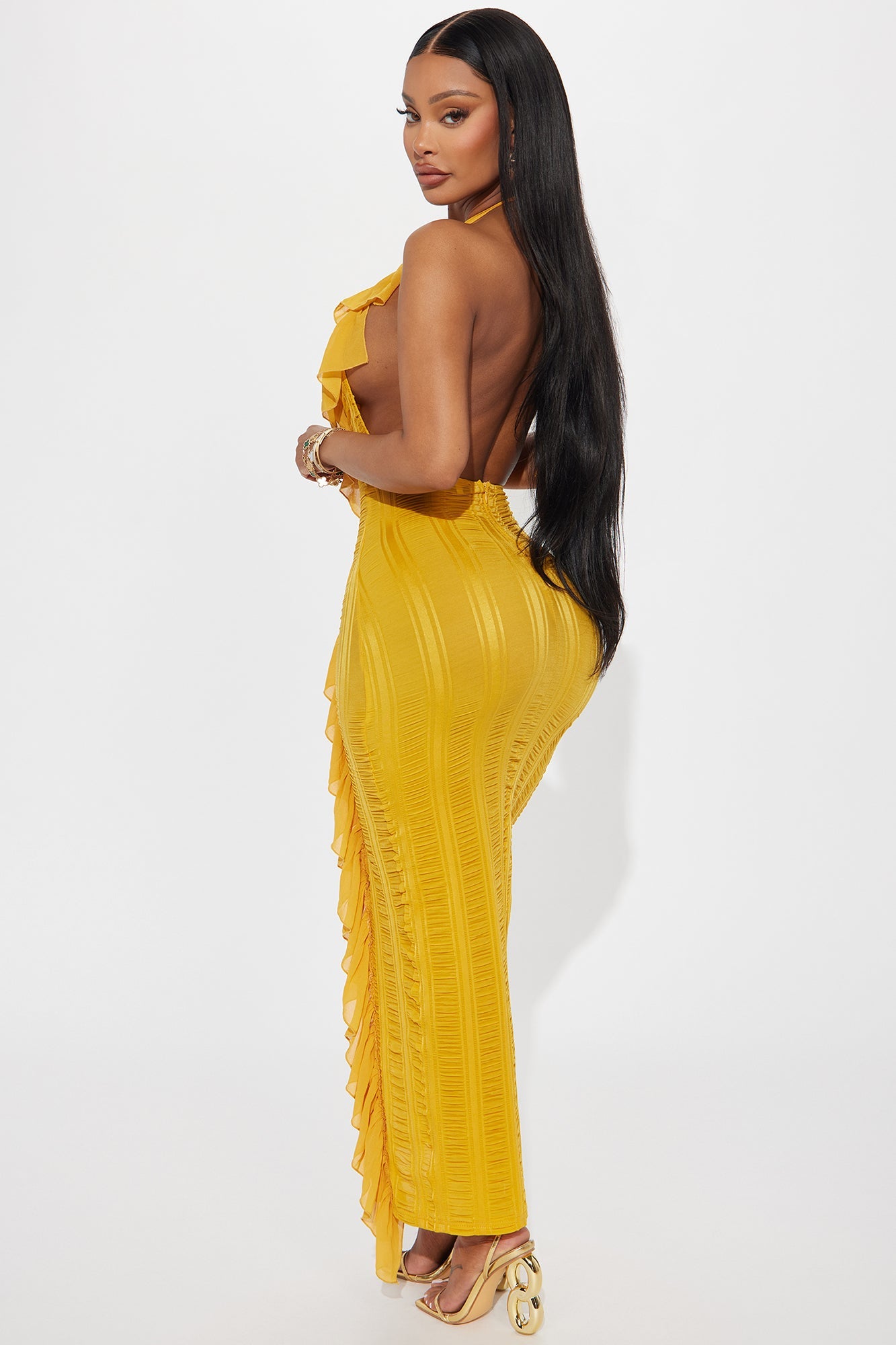 Devine Ruffle Maxi Dress - Mustard