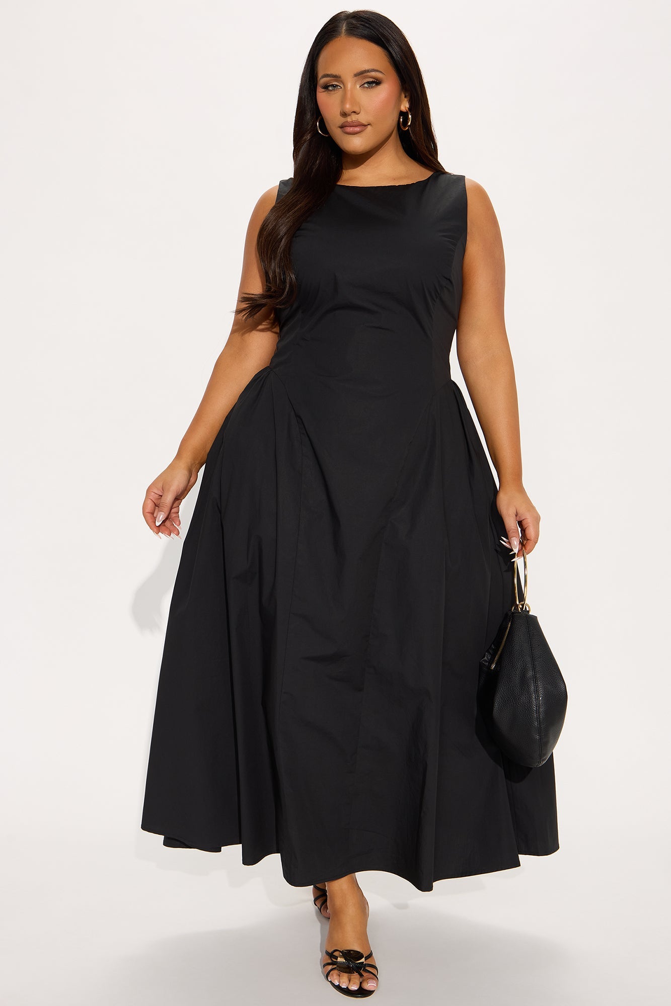 Elena Poplin Maxi Dress - Black