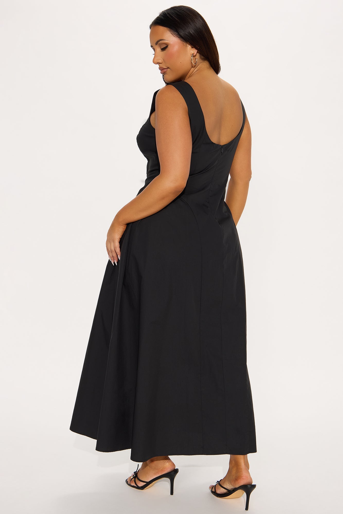 Elena Poplin Maxi Dress - Black
