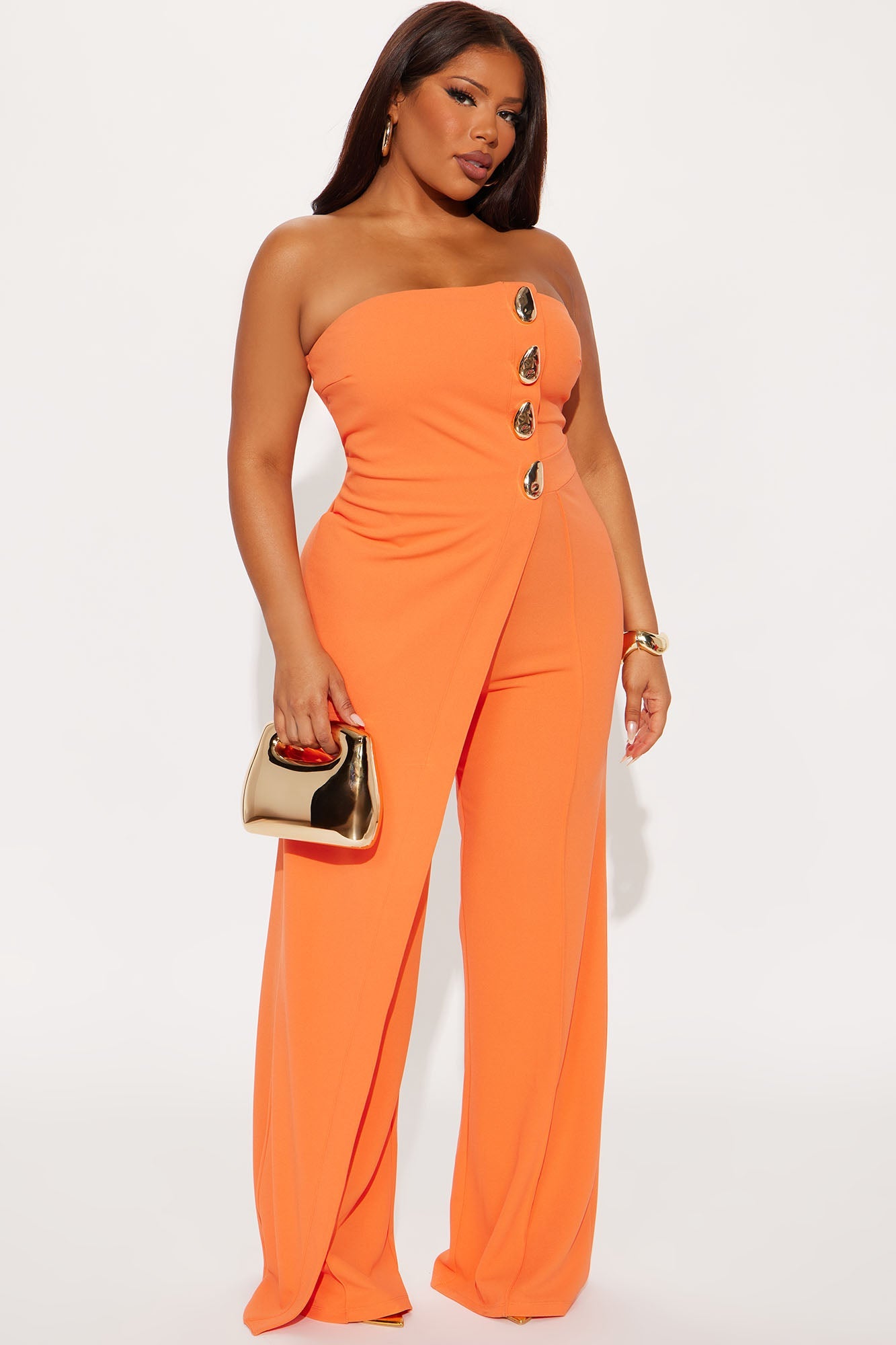 Born To Please Wide Leg Jumpsuit - Orange