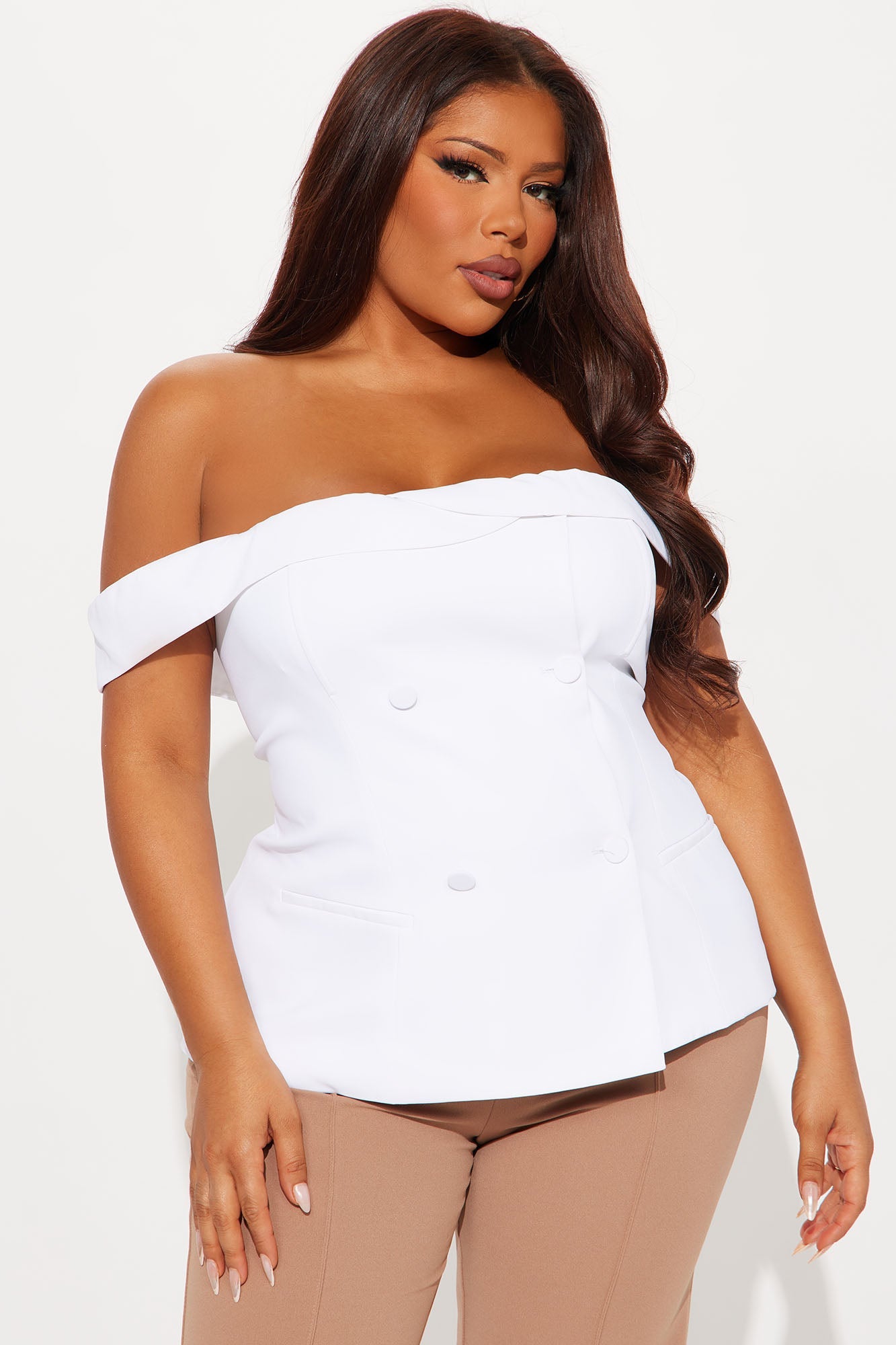 Aliah Double Breasted Top - White