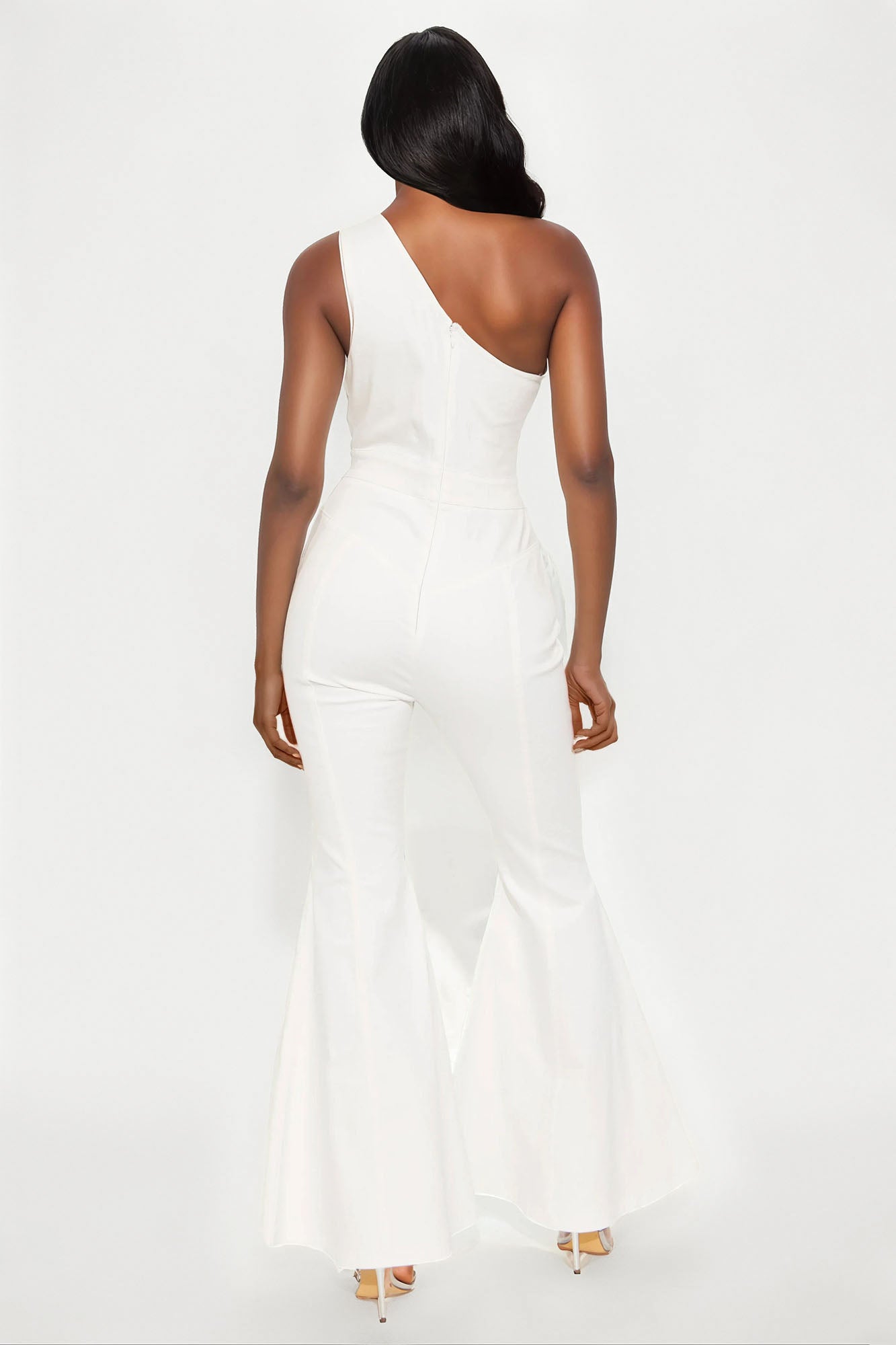 Follow My Lead Denim Flare Jumpsuit - White