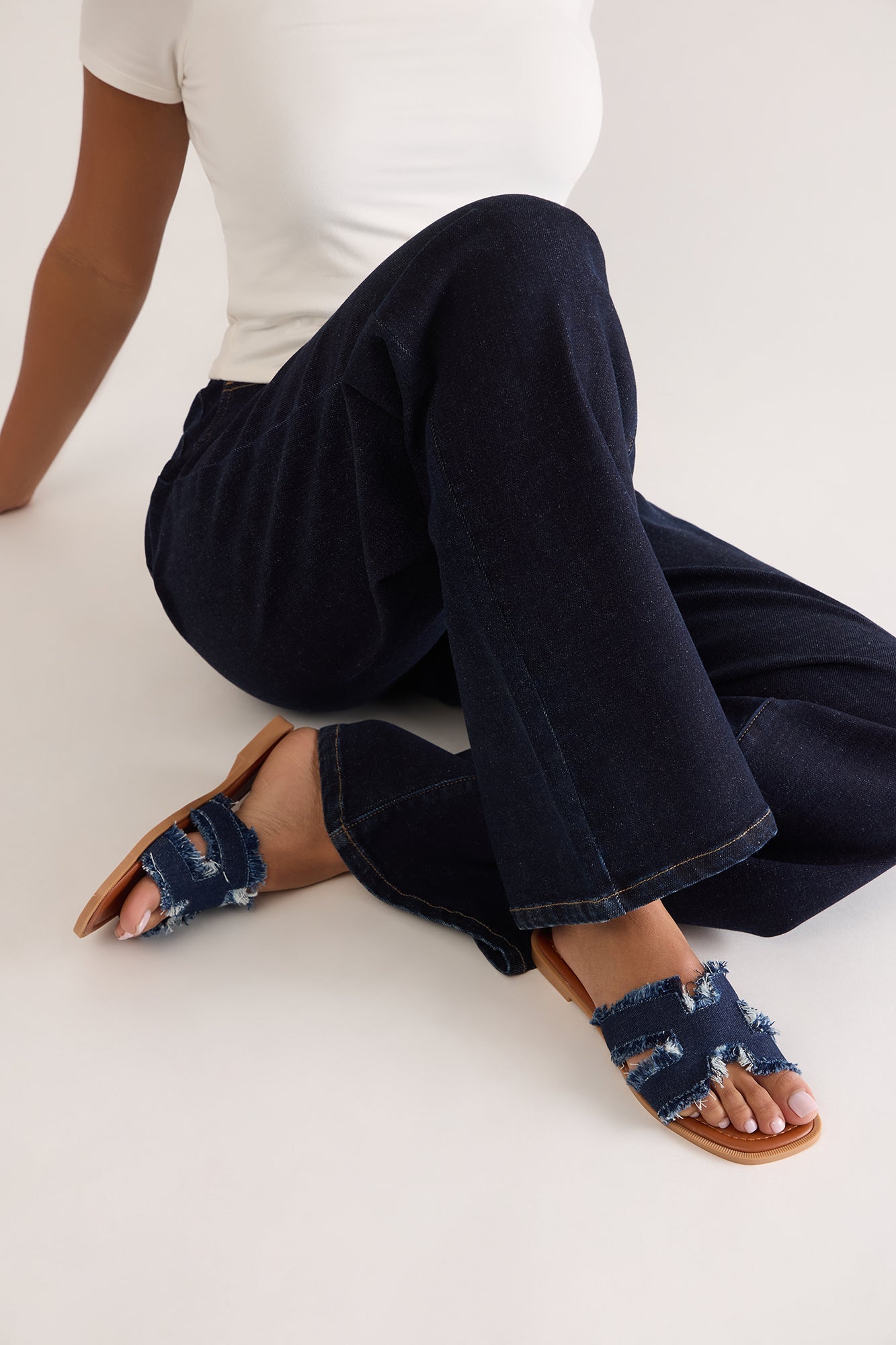Tucker Distressed Sandals - Dark Denim