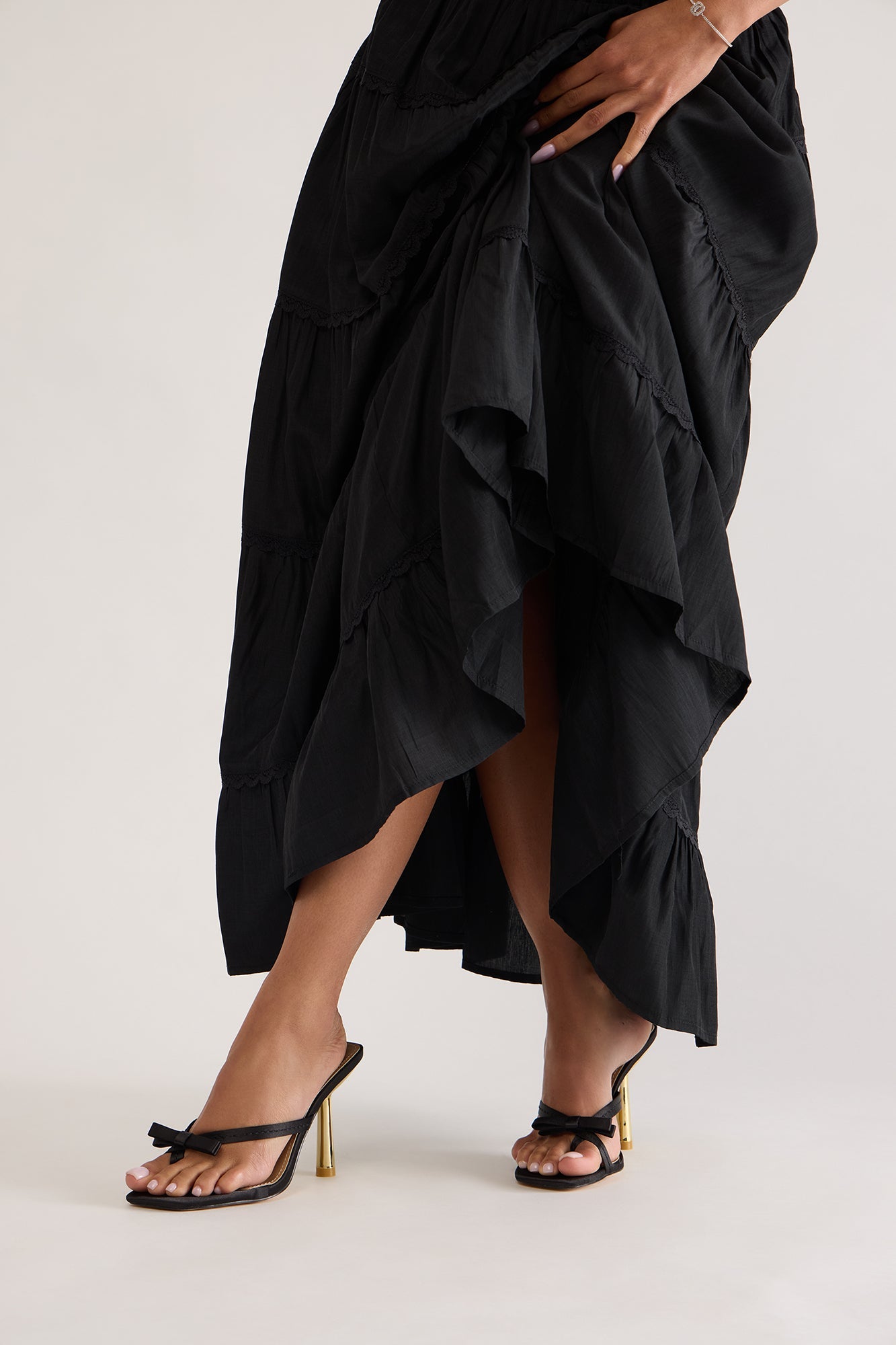 Zayden Satin Bow Stiletto Heels - Black