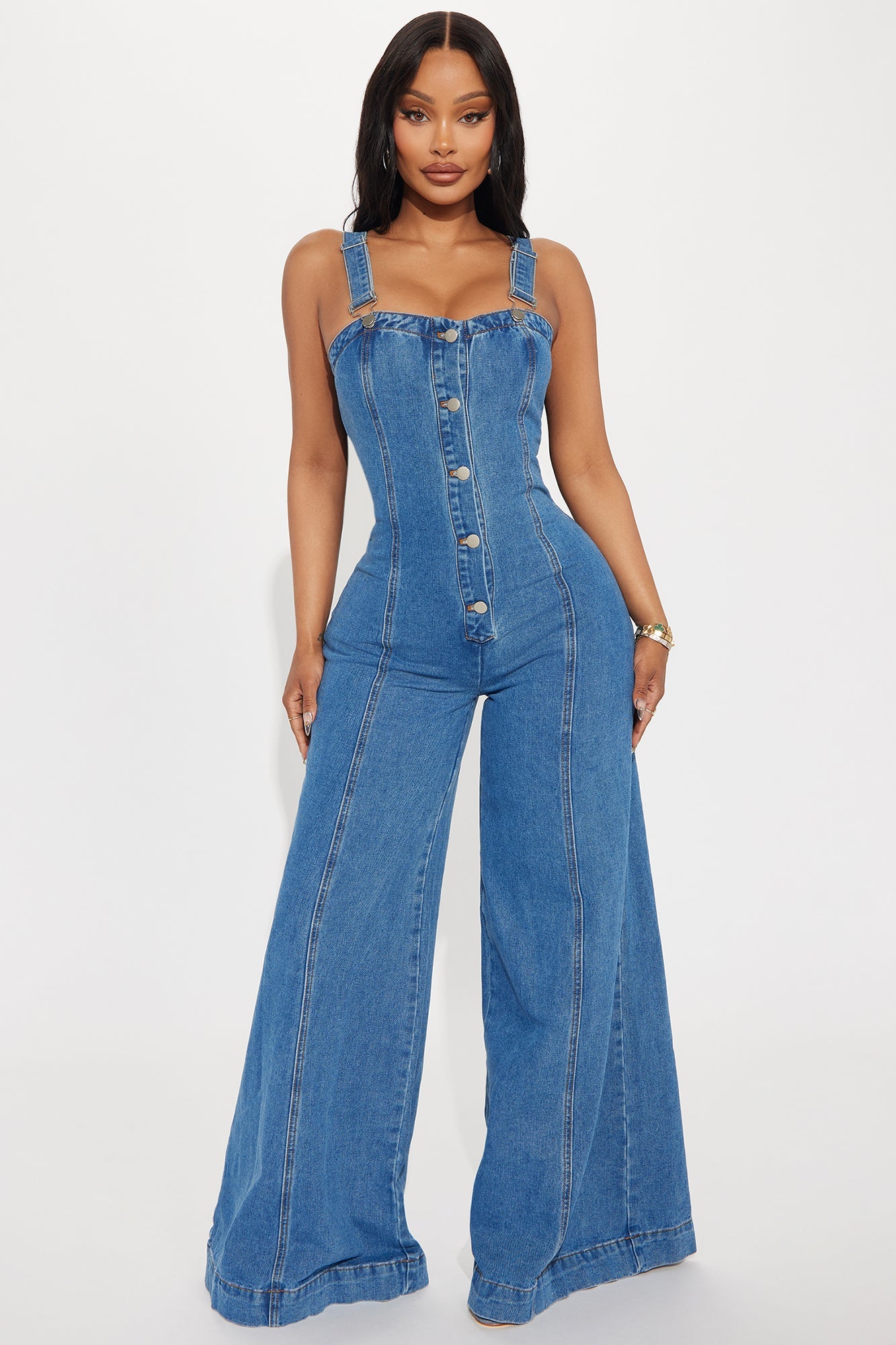 Twist Of Faith Denim Jumpsuit - Medium Wash