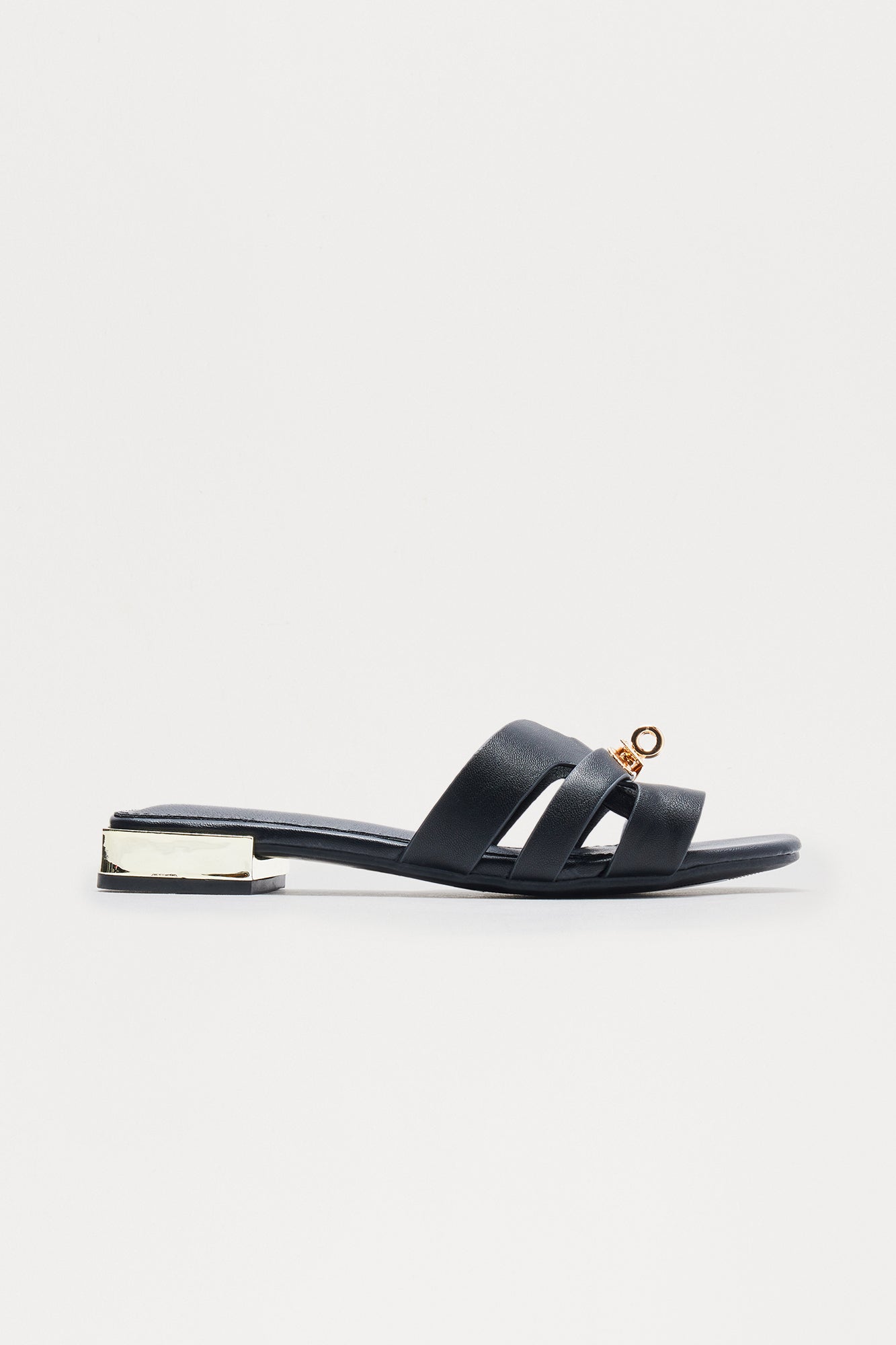 Archie Hardware Slip On Sandals - Black