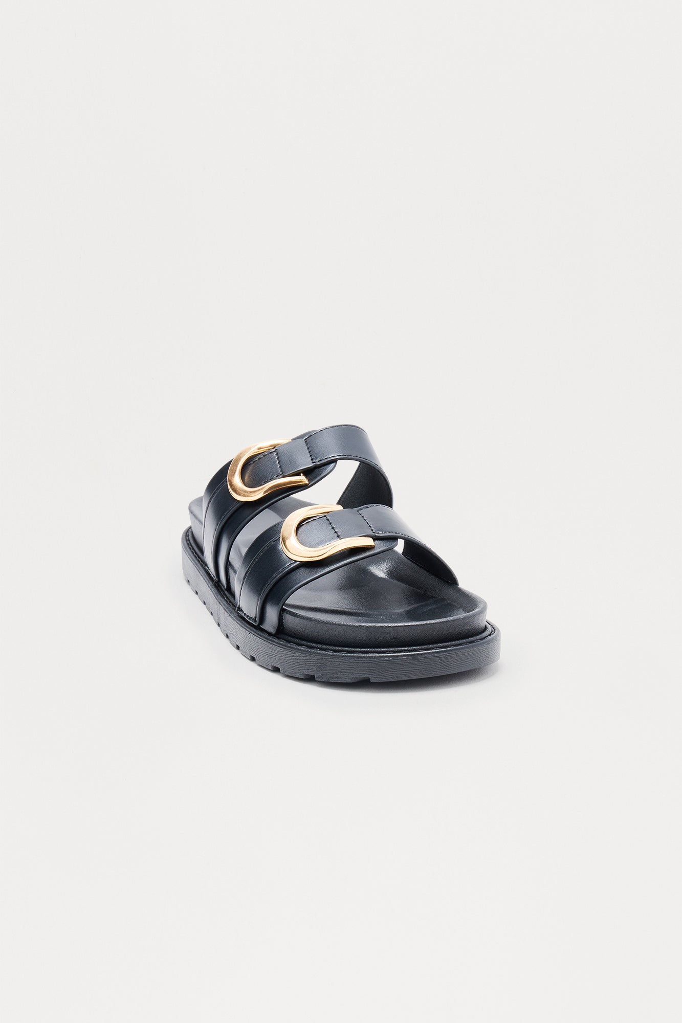 Felix Buckle Slip On Sandals - Black