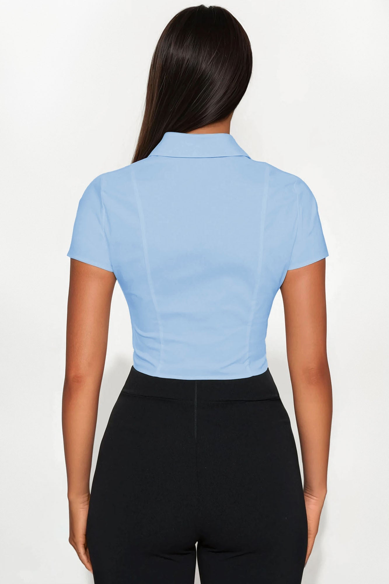 Dream Big Button Front Tie Shirt - Blue/Black