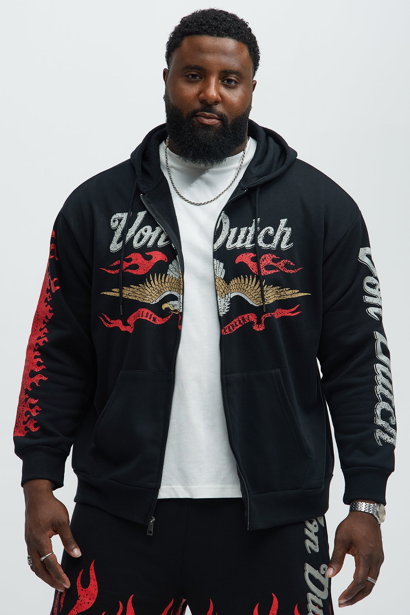 Von Dutch Fire Zip Hoodie - Black