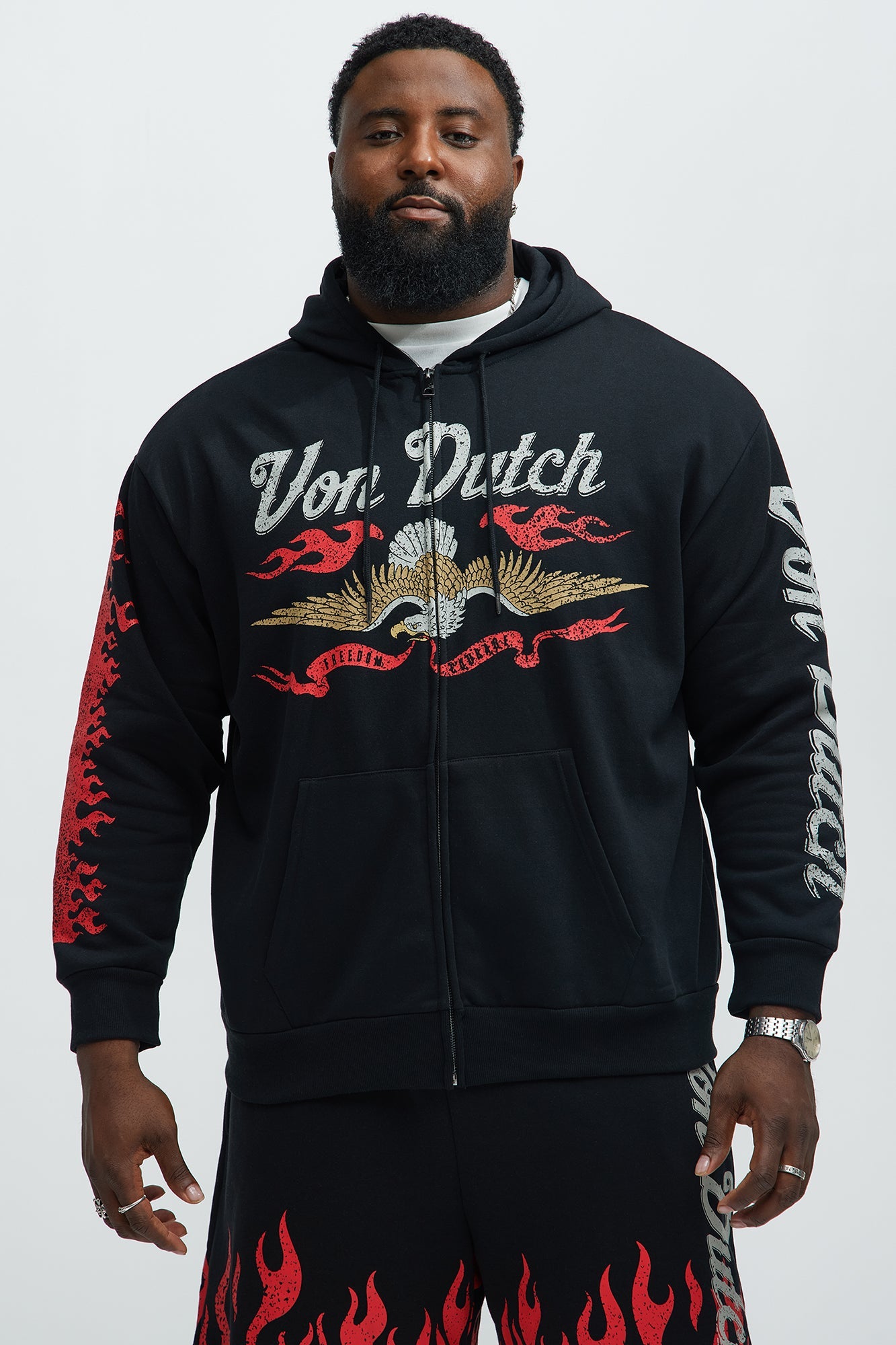 Von Dutch Fire Zip Hoodie - Black