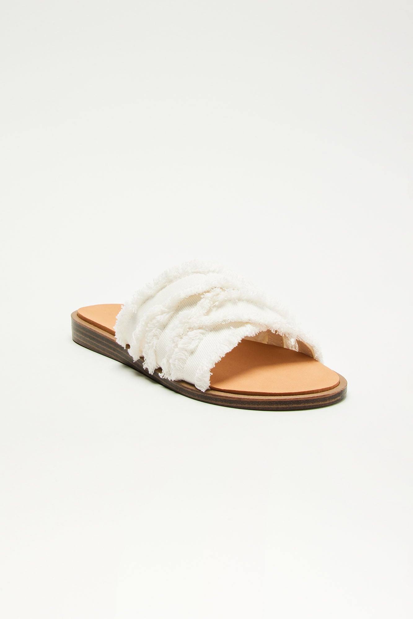 Drea Denim Flat Sandals - White
