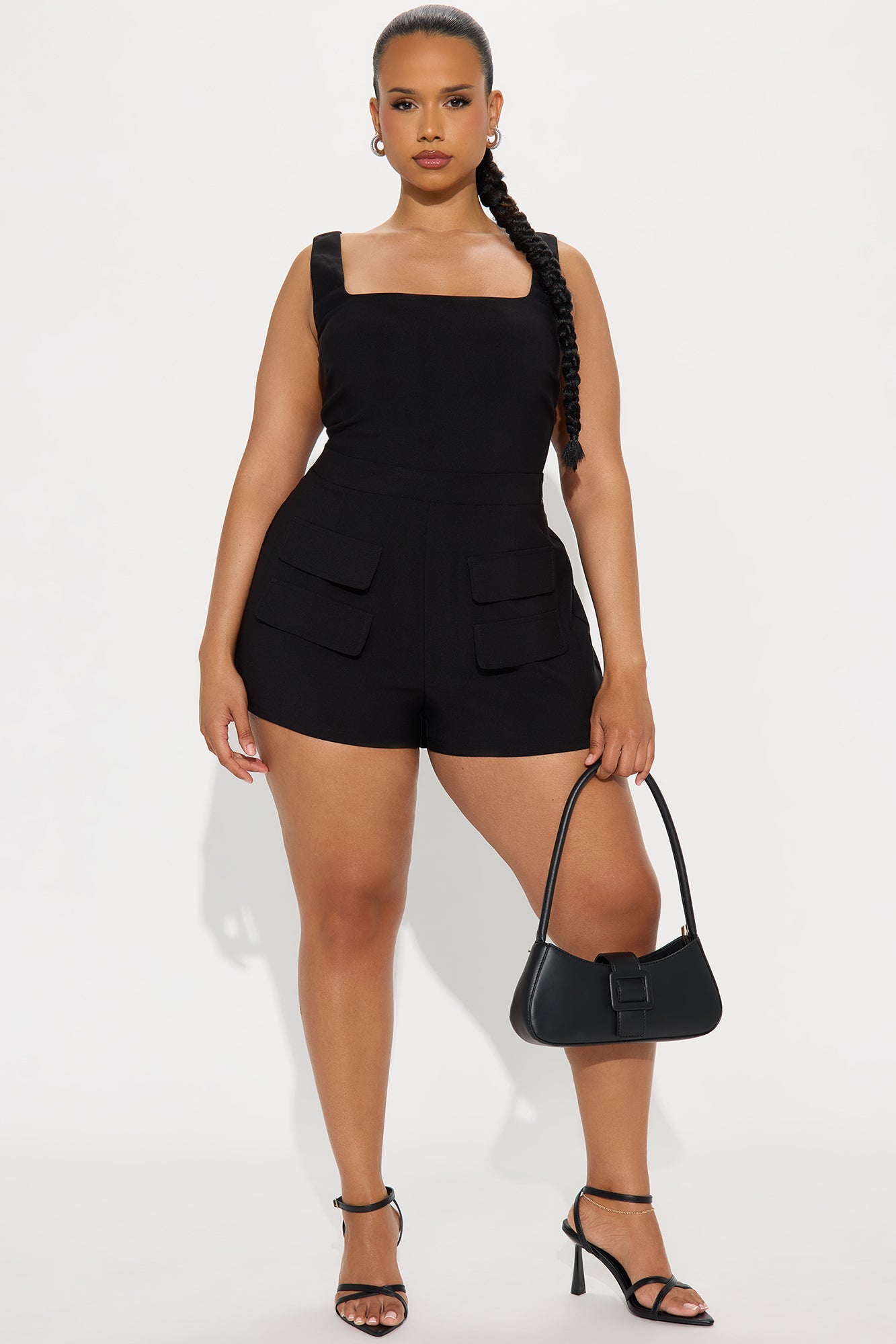 Raven Sleeveless Crepe Romper - Black