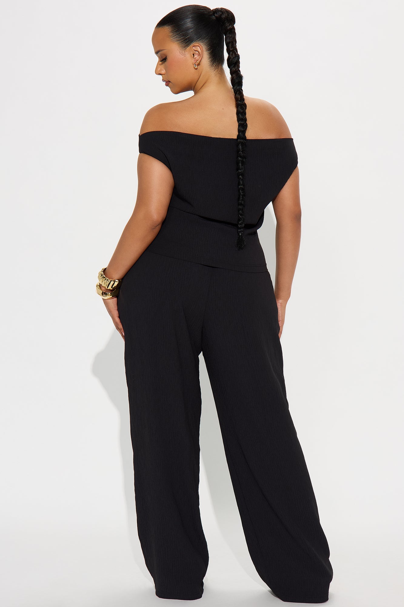 Ana Off Shoulder Pant Set - Black