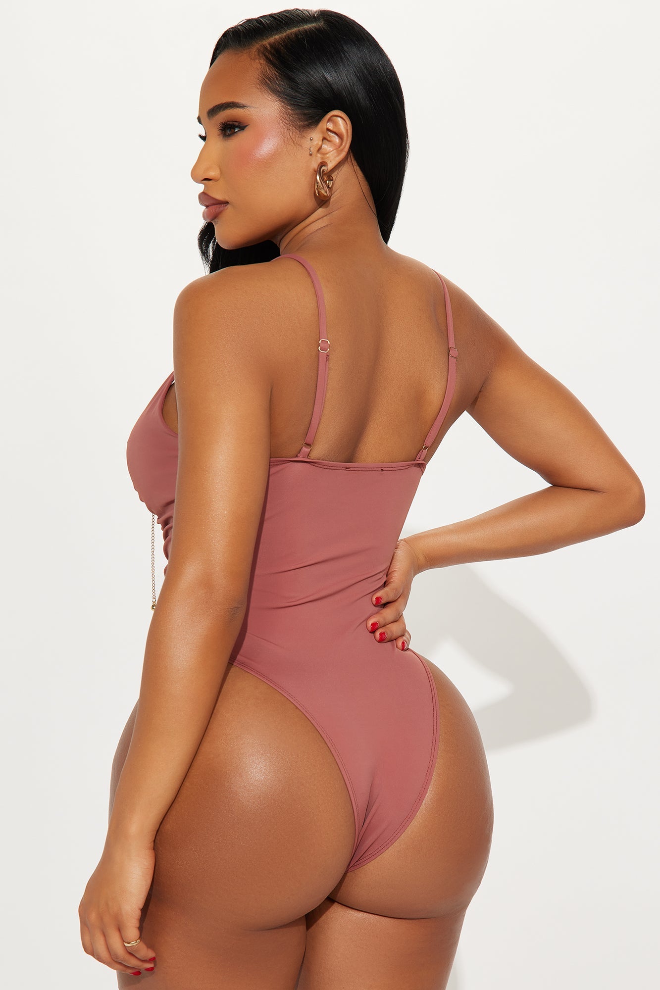 City Glow Ruched Bodysuit Maxi Skirt Set - Rust