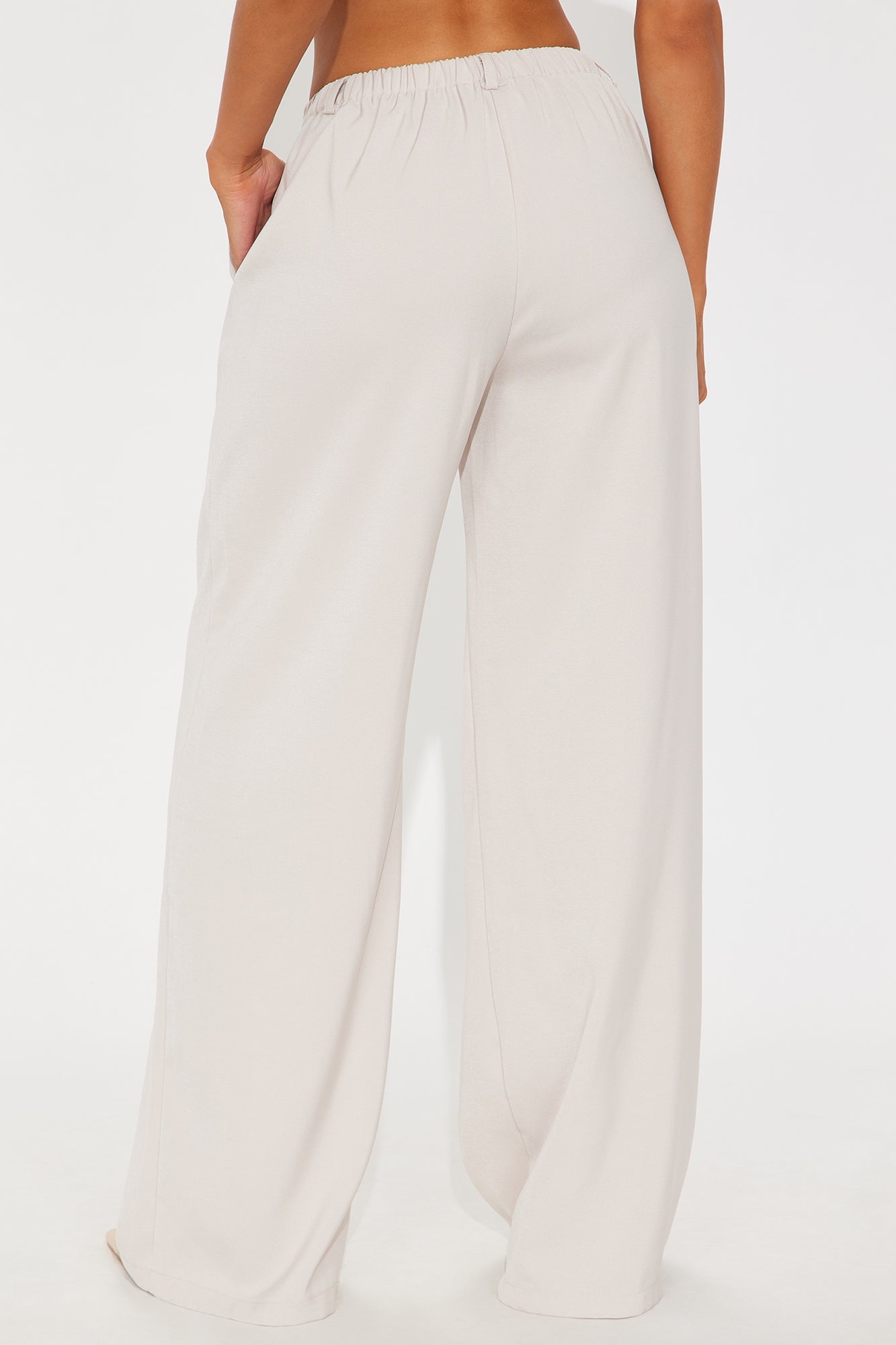 Yessica Wide Leg Twill Trouser - Taupe