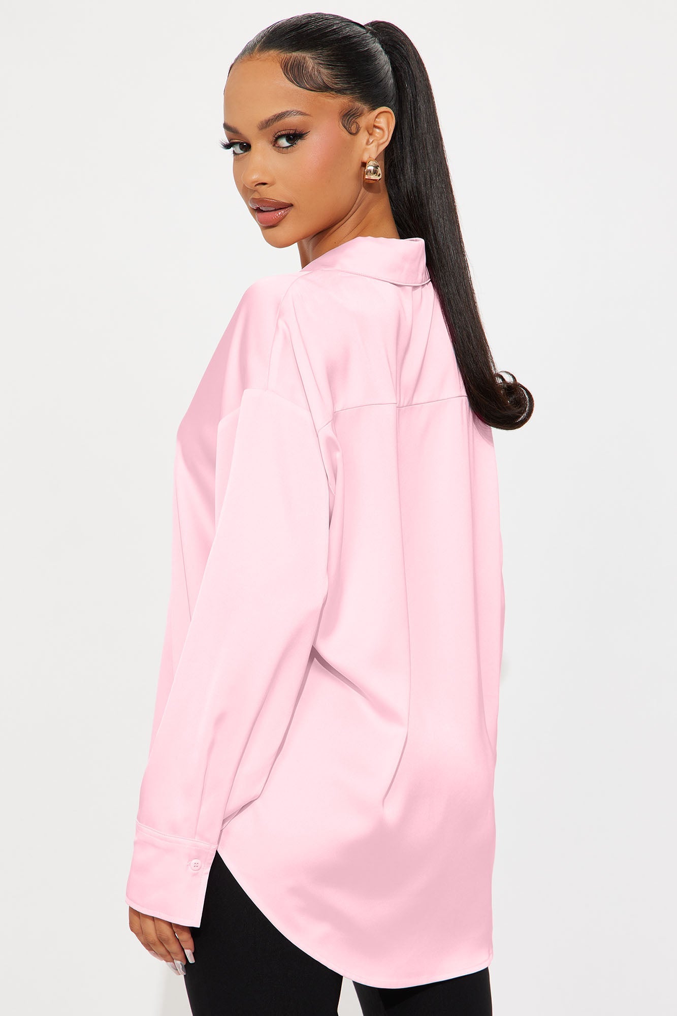 Jessika Satin Blouse Top - Pink