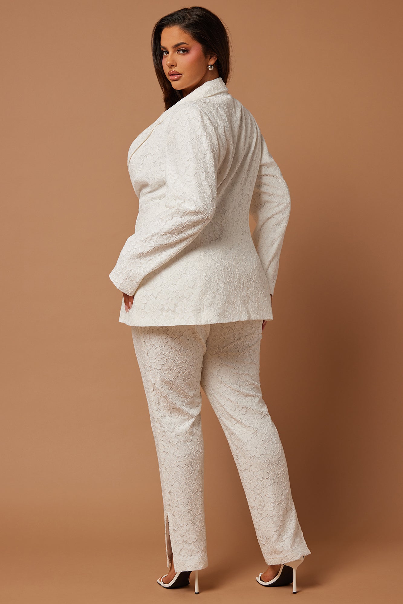 Melanie Lace Pant Set - White