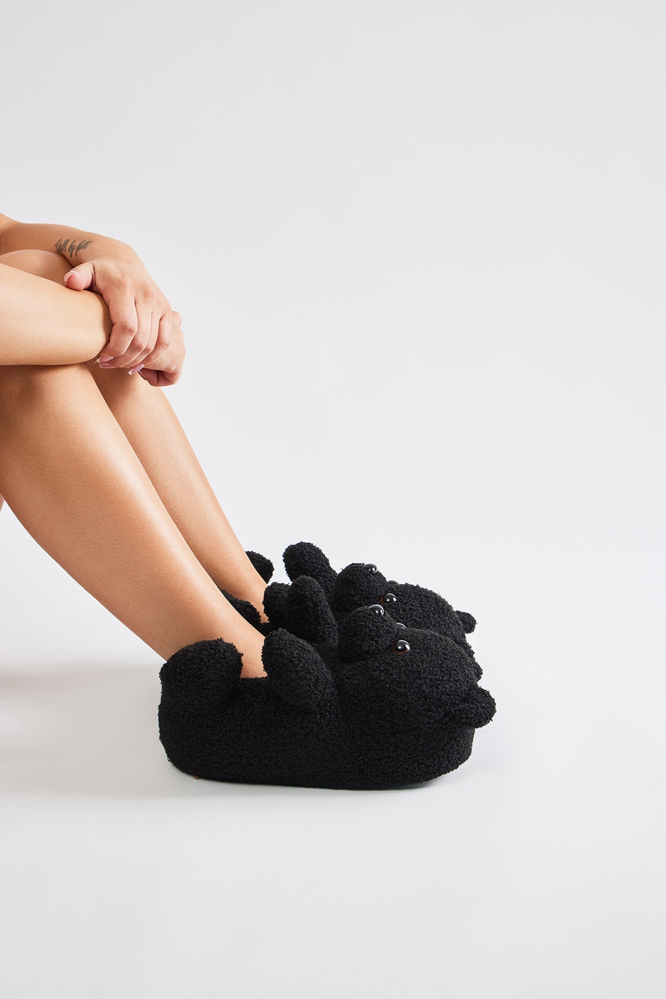 Beary Cute Sherpa Slippers - Black