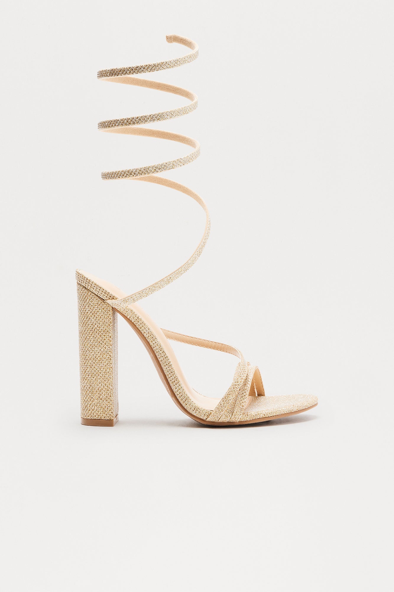 Peri Glitter Wrap Up Heels - Gold