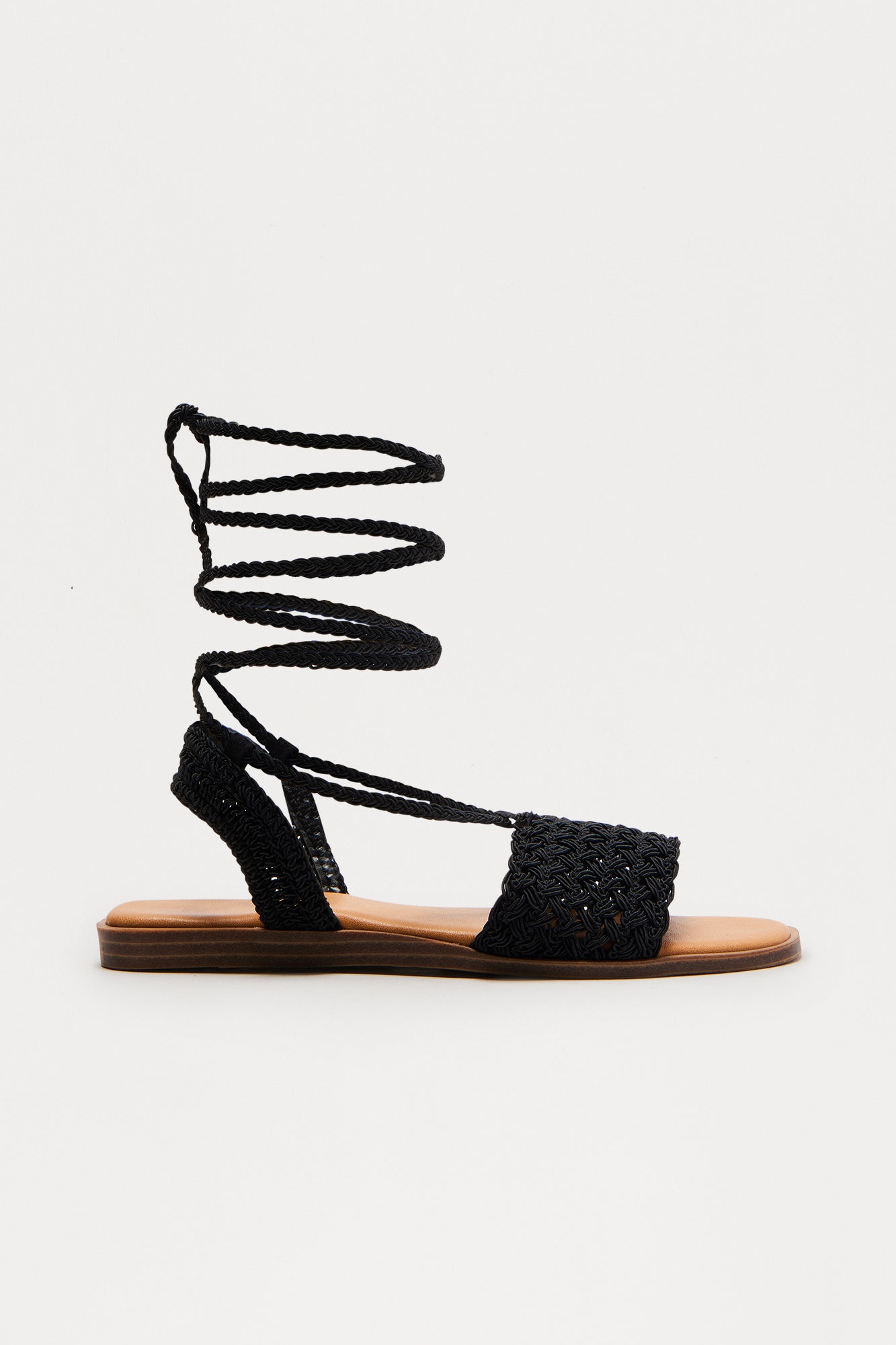 Thailand Crochet Wrap Up Sandals - Black