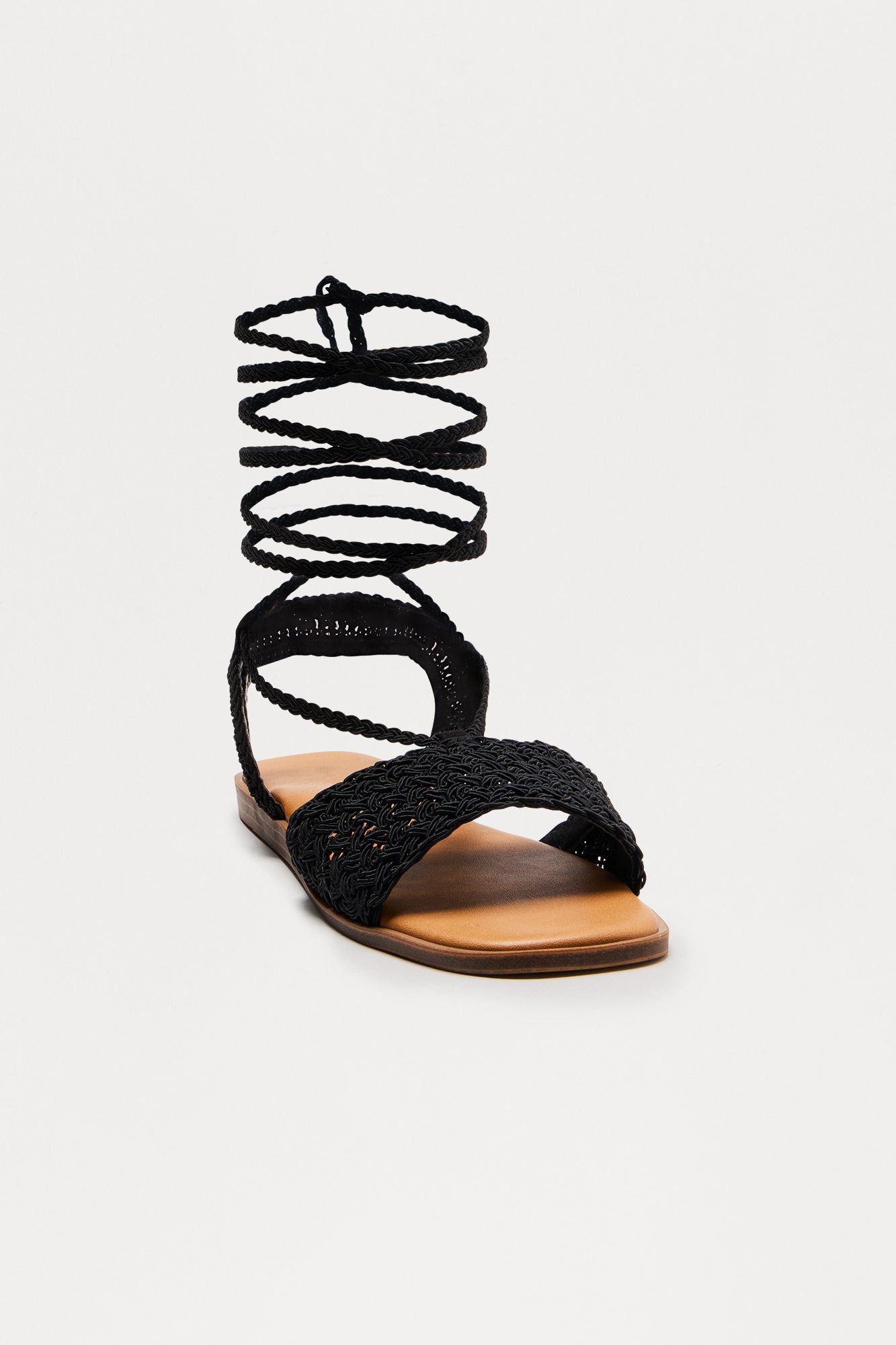 Thailand Crochet Wrap Up Sandals - Black